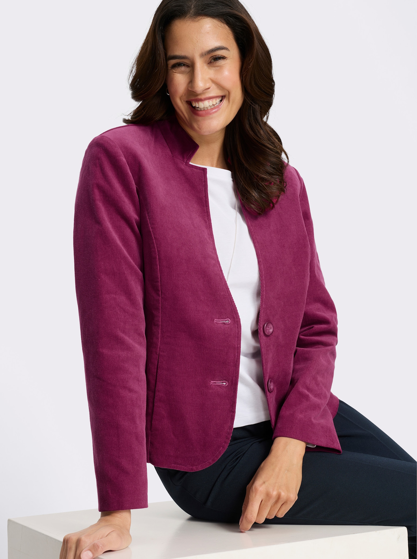 Cordblazer mit Stehkragen - malve
