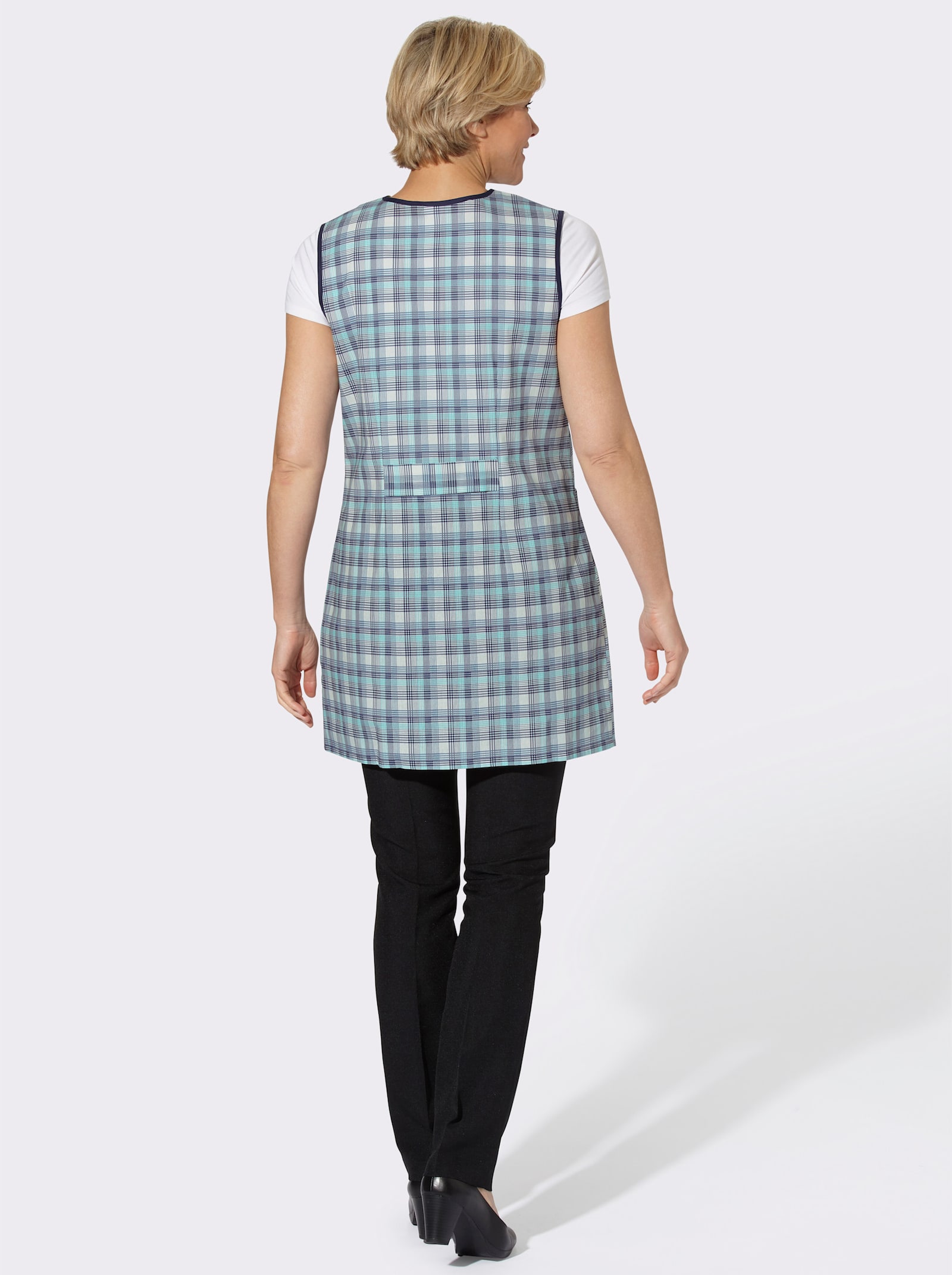 Kasack im Karomuster - aquamarine-kariert