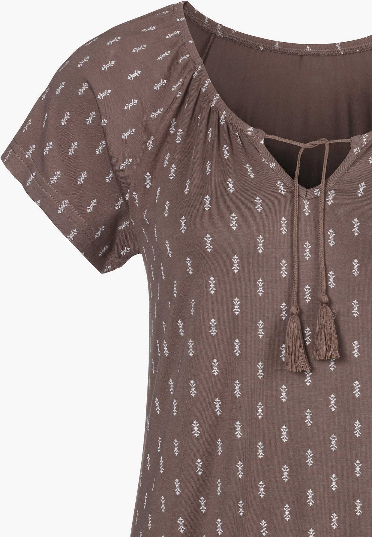 Vivance T-shirt - taupe gedessineerd, zwart