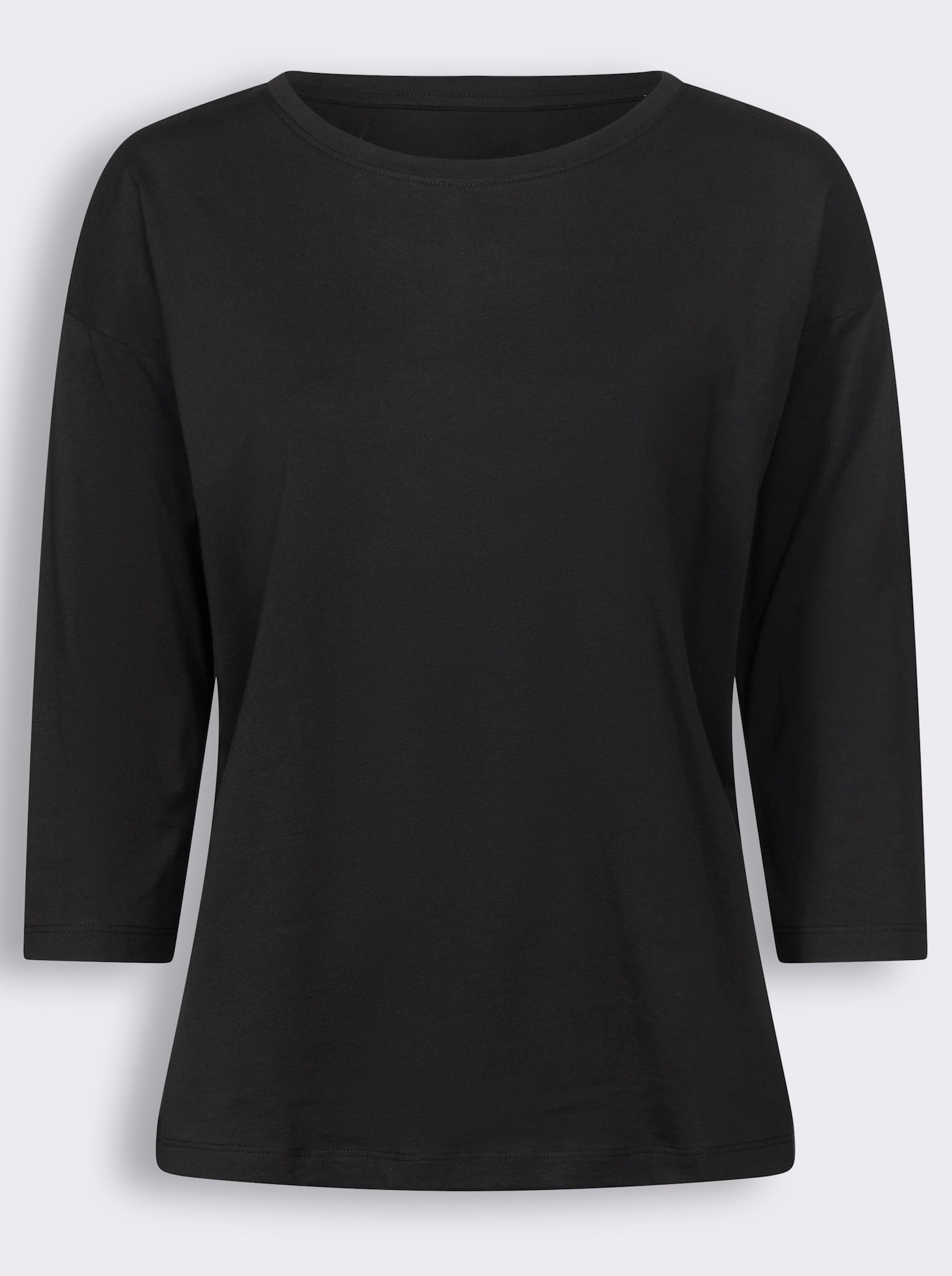 3/4-Arm-Shirt in Baumwoll-Qualität - schwarz