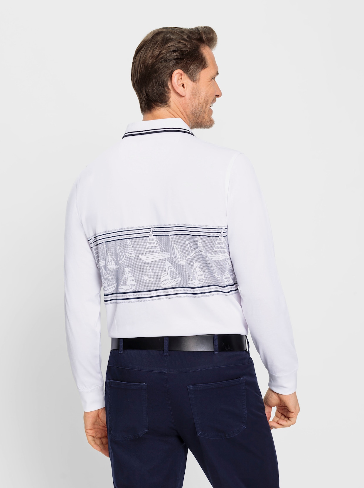 Poloshirt met lange mouwen - wit