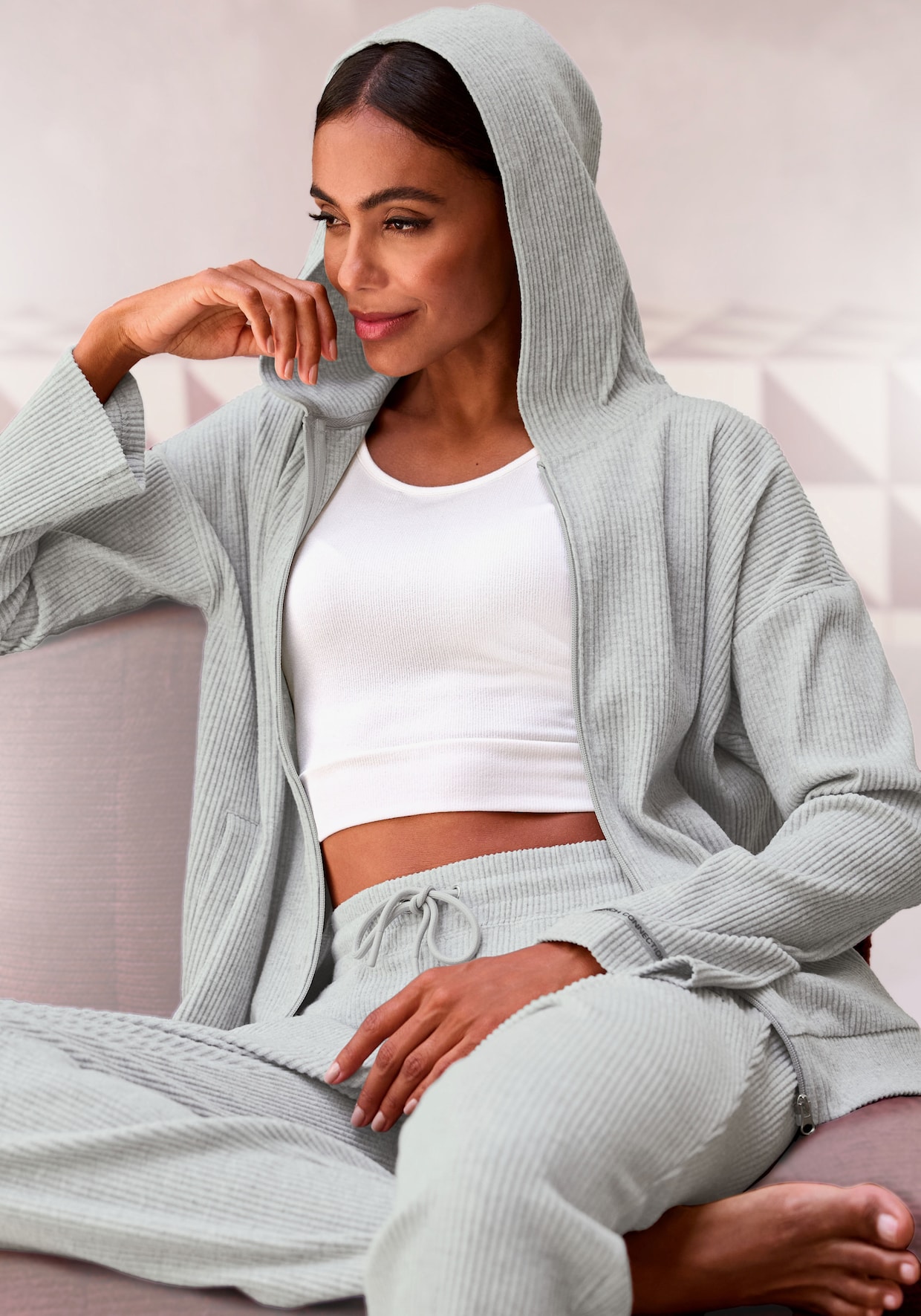 French Connection Sweatjacke - hellgrau