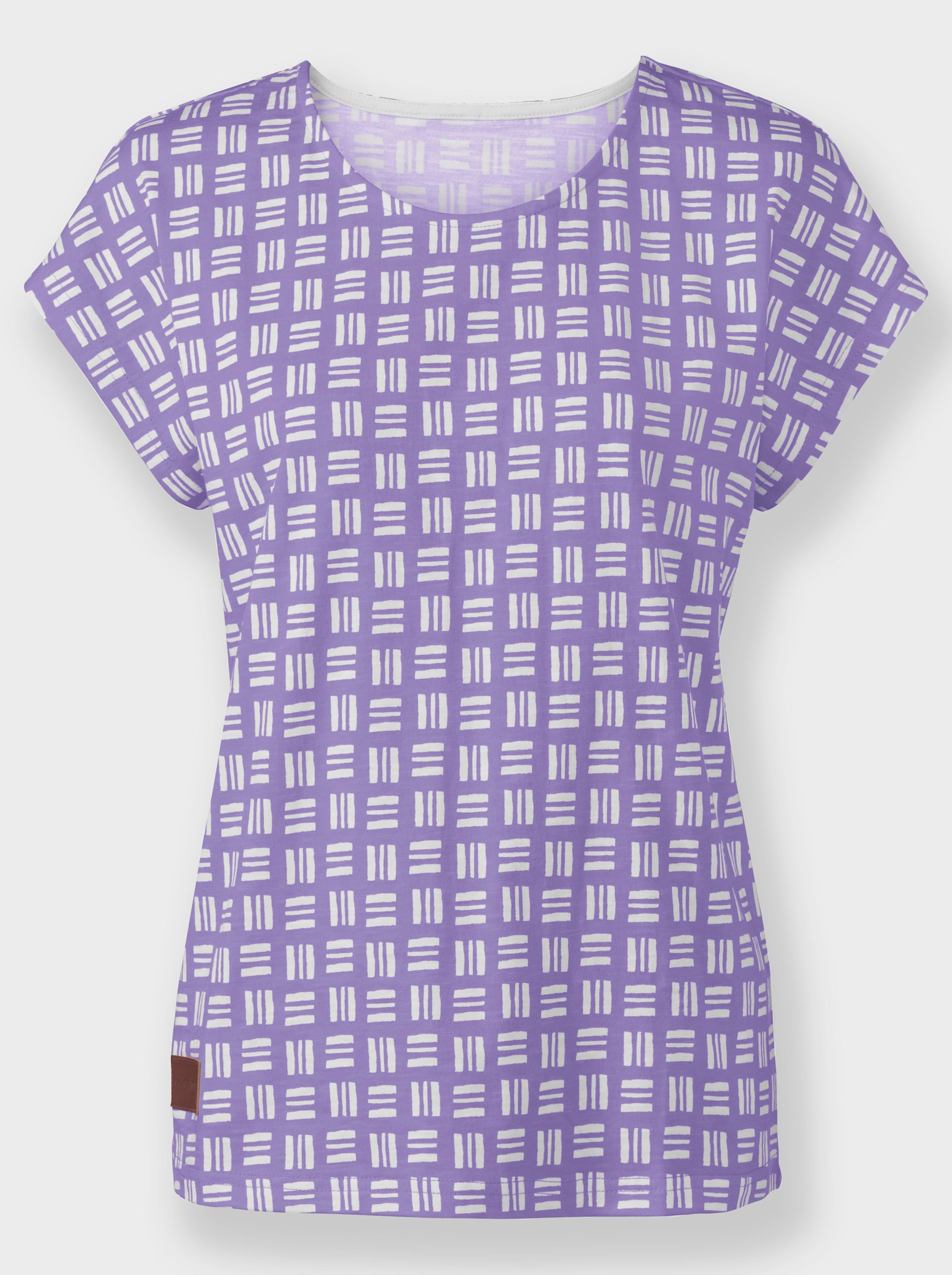 Print-Shirt aus reiner Baumwolle - lavendel-ecru-bedruckt