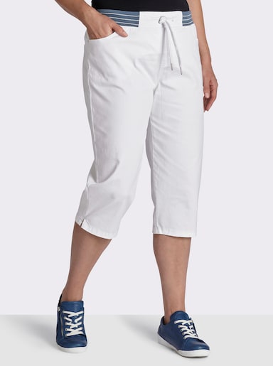Caprijeans mit Rundum-Dehnbund - weiß