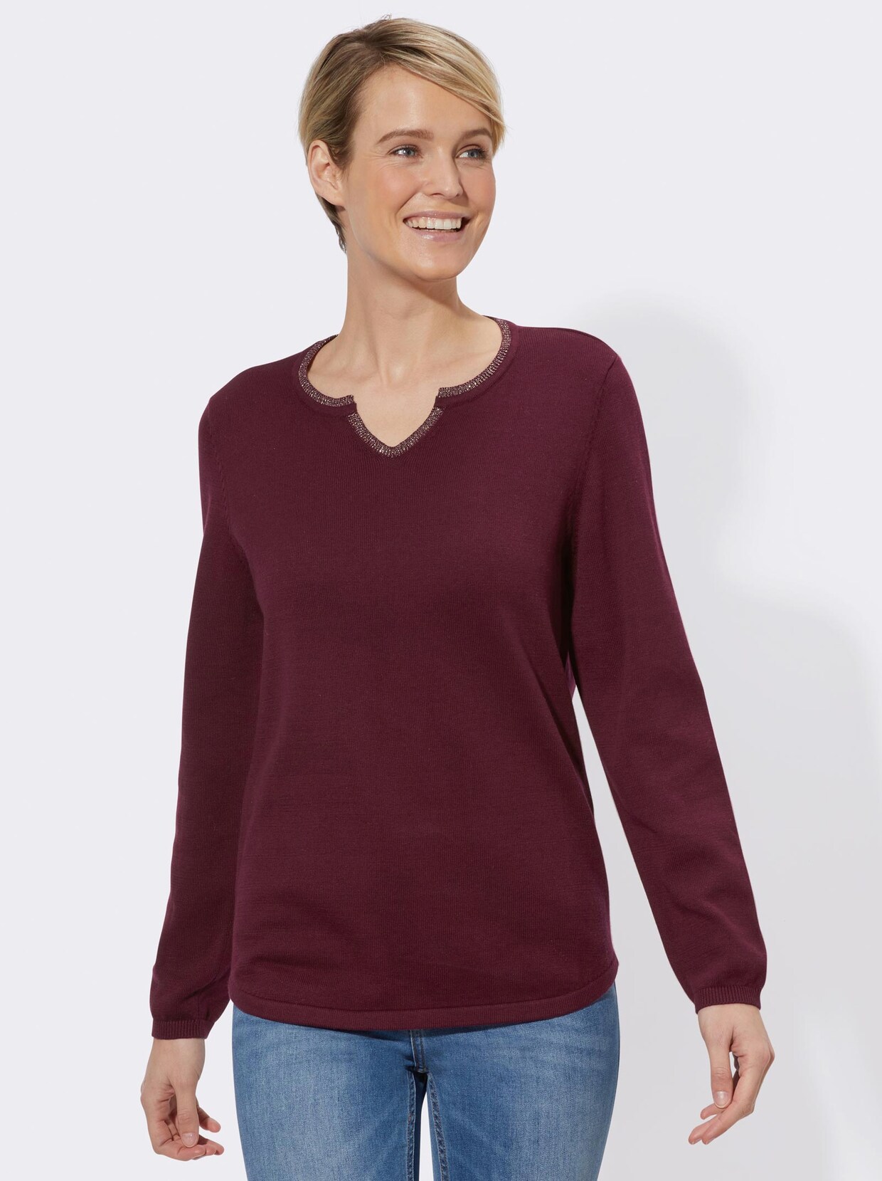 Langarm-Pullover - bordeaux