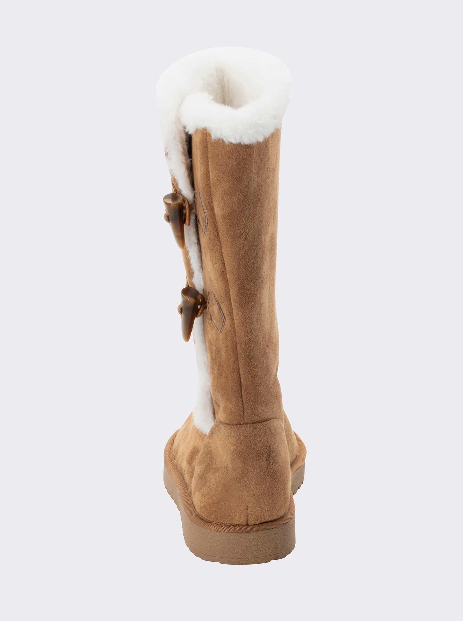 sheego Weitschaftstiefel in Veloursoptik - camel