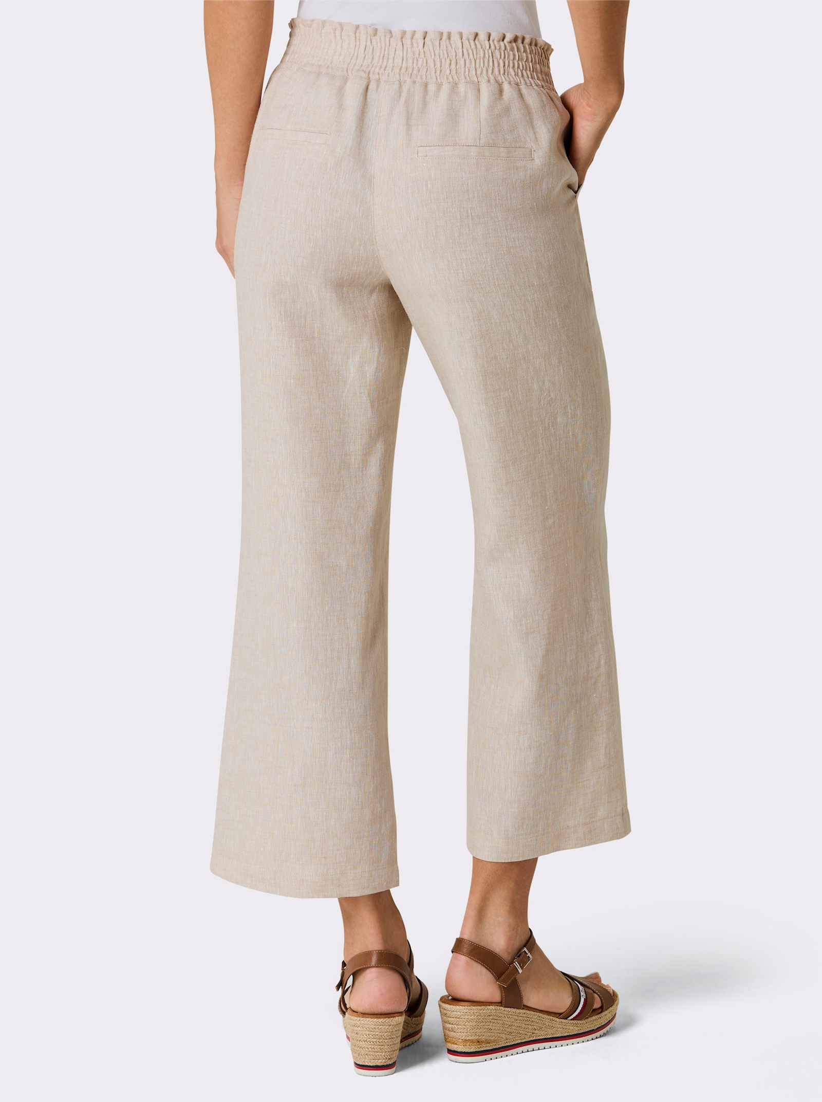 CREATION L PREMIUM Leinenhose mit weitem Bein - sand-meliert