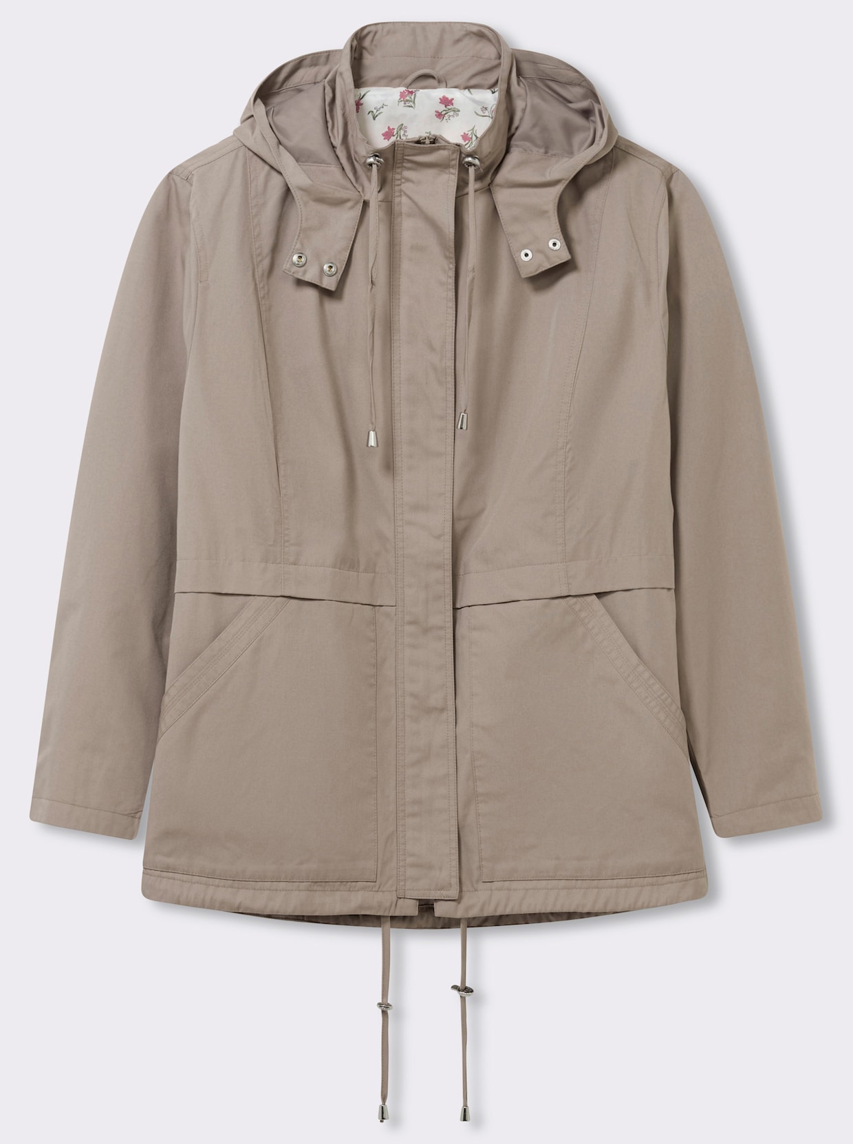 Kapuzenjacke mit Stehkragen - sesam