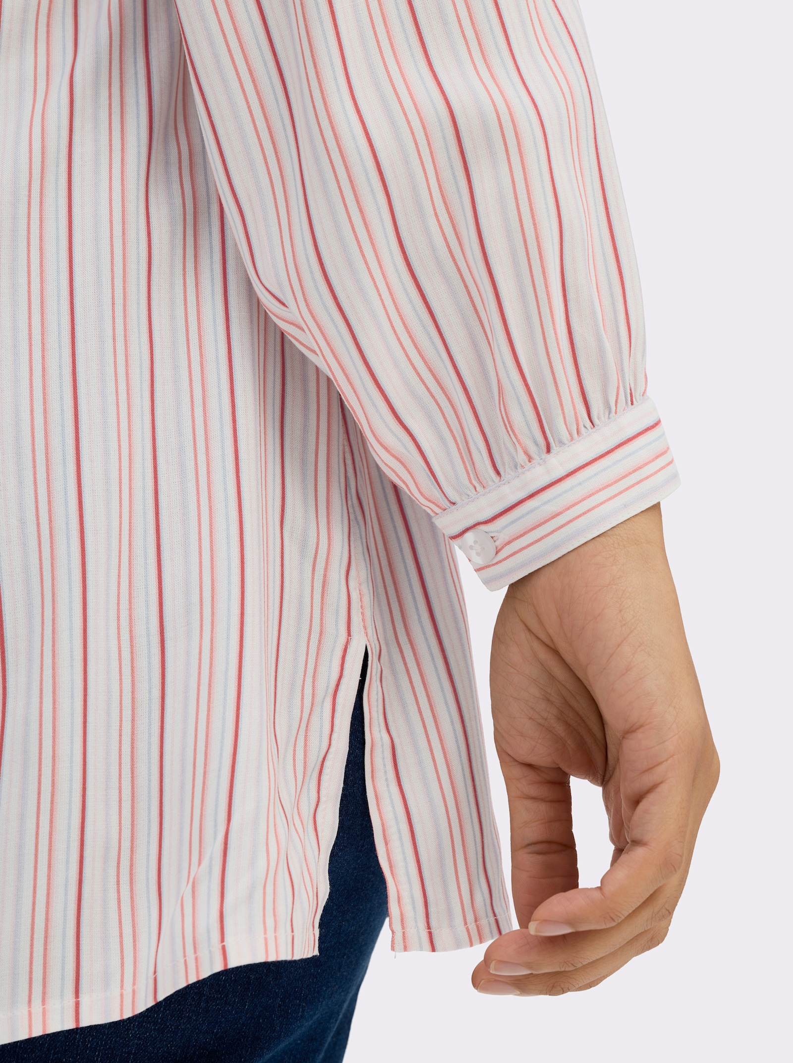 sheego Tunika mit Streifen - weiß-erdbeere-gestreift