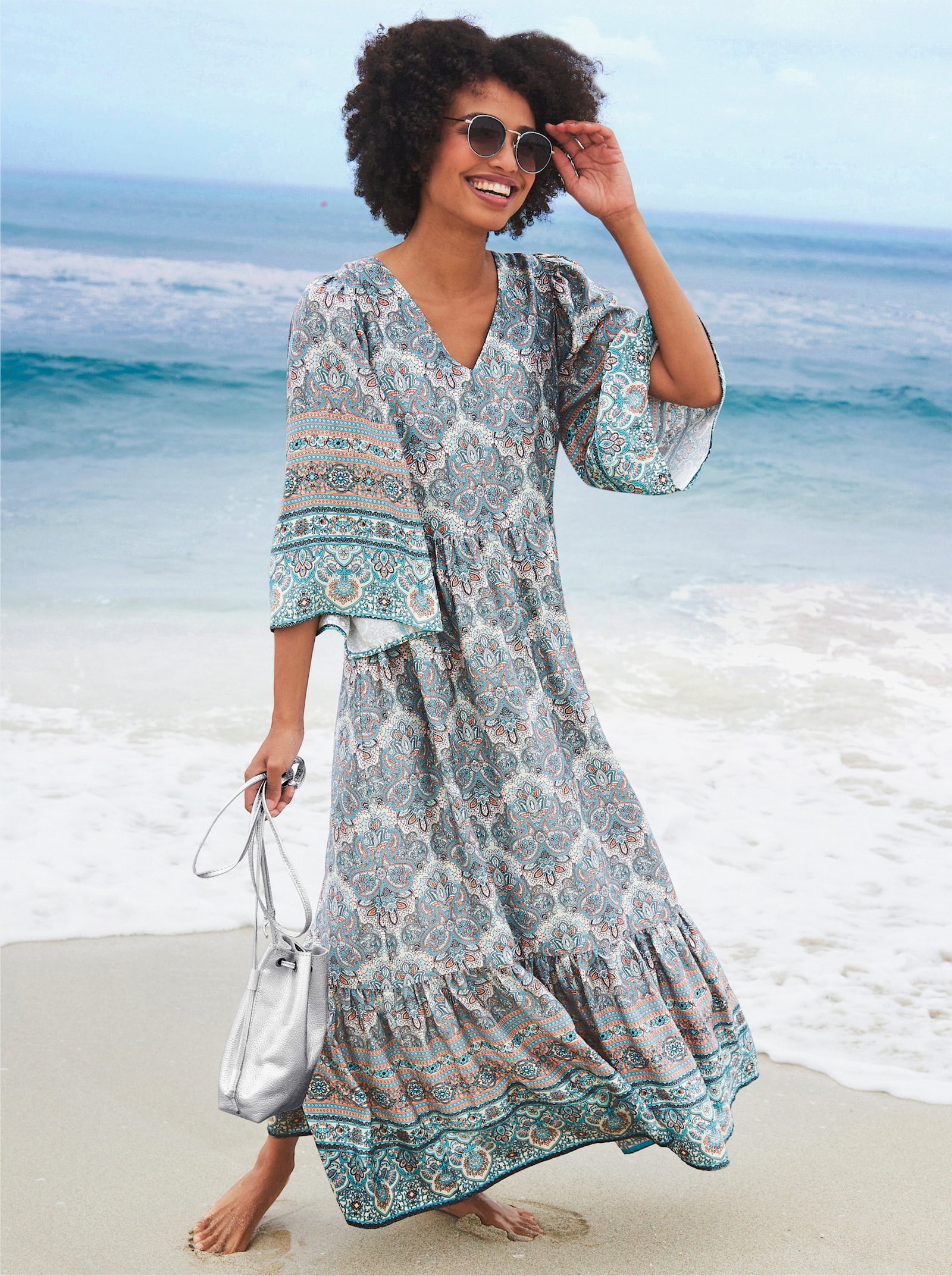 heine Robe d'été au motif paisley - sable-rose flamant imprimé