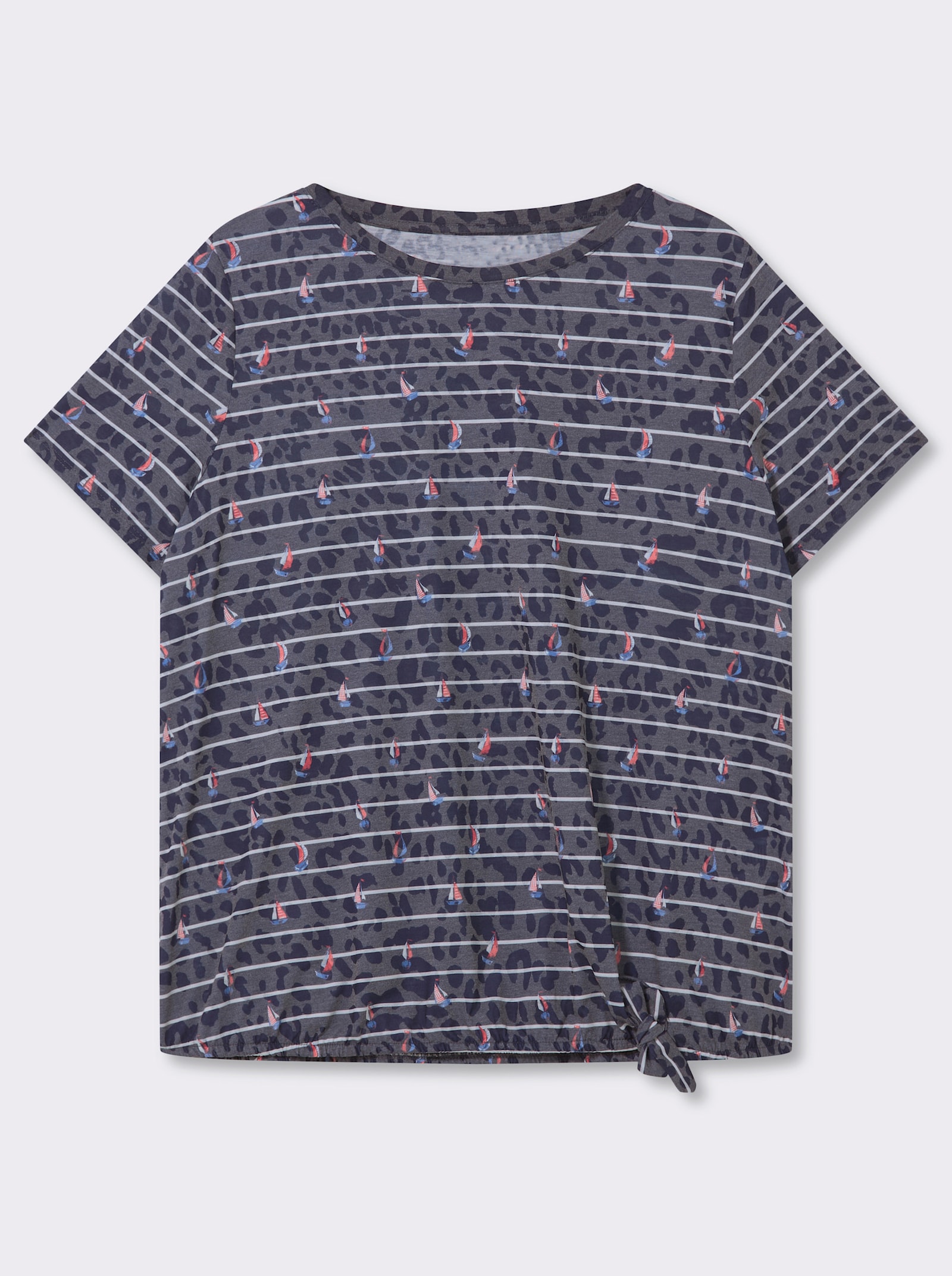 Rundhalsshirt in Ausbrenner-Qualität - marine-bedruckt