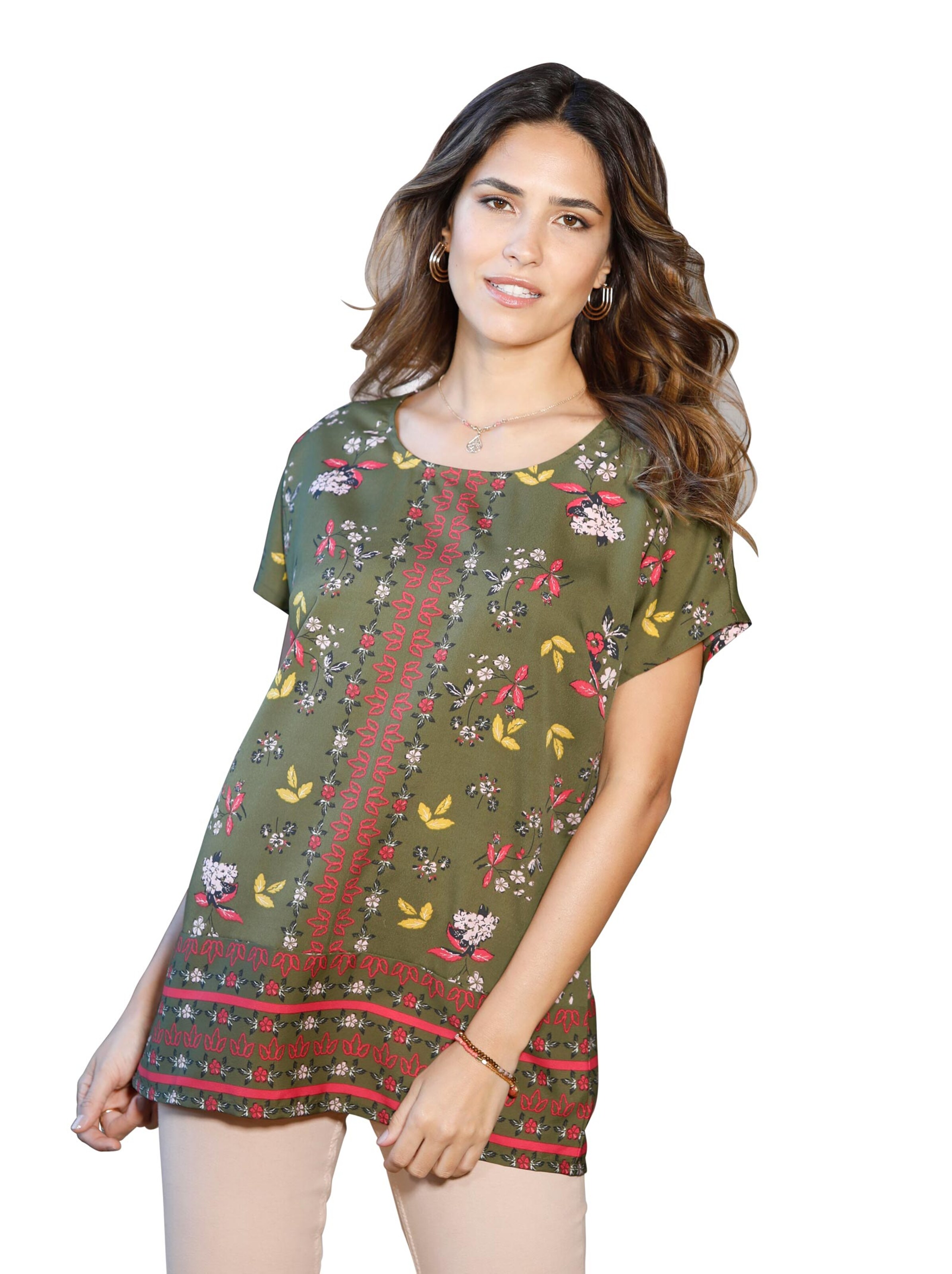 Bluse - oliv-gemustert