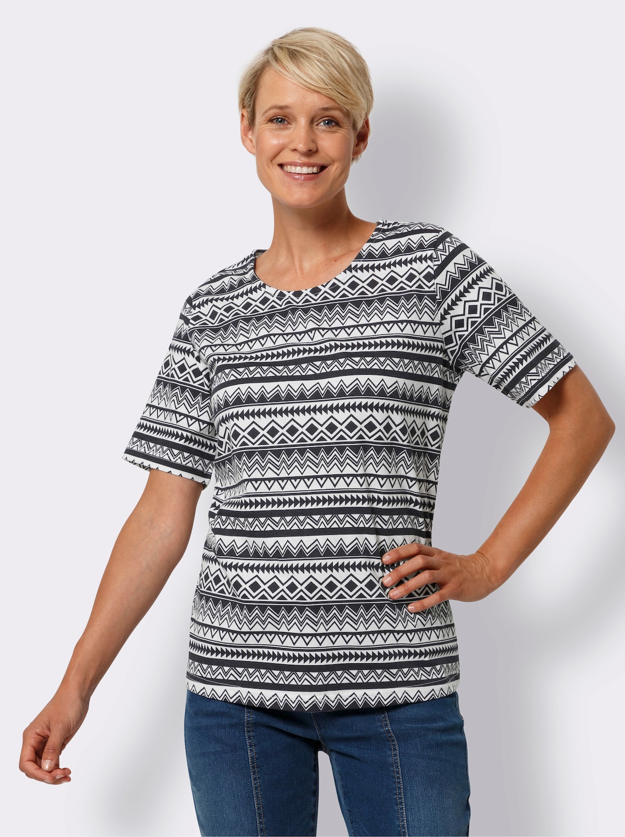 Shirt met korte mouwen - wit/marine geprint