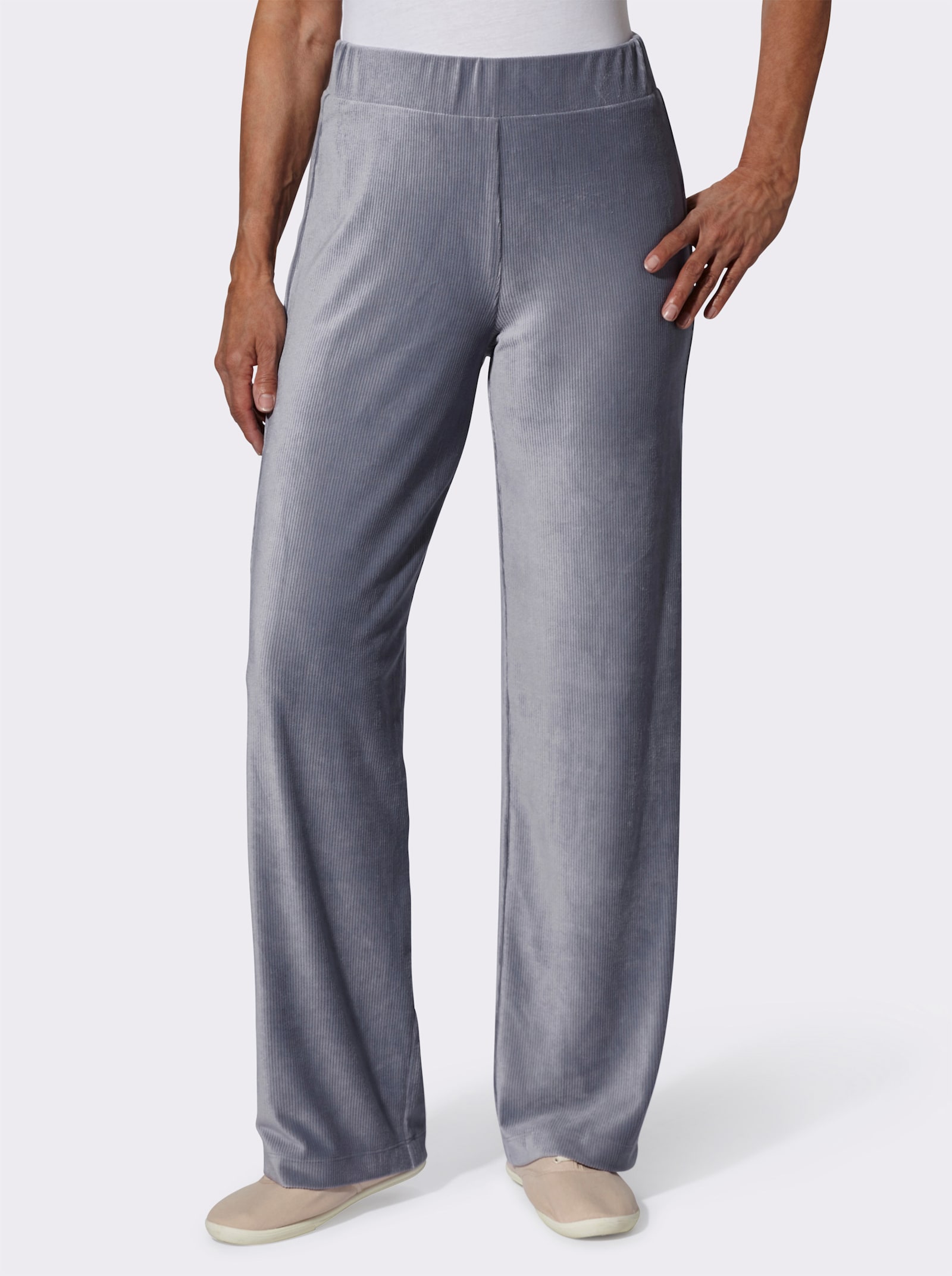 Jerseybroek van ribcord - duivenblauw