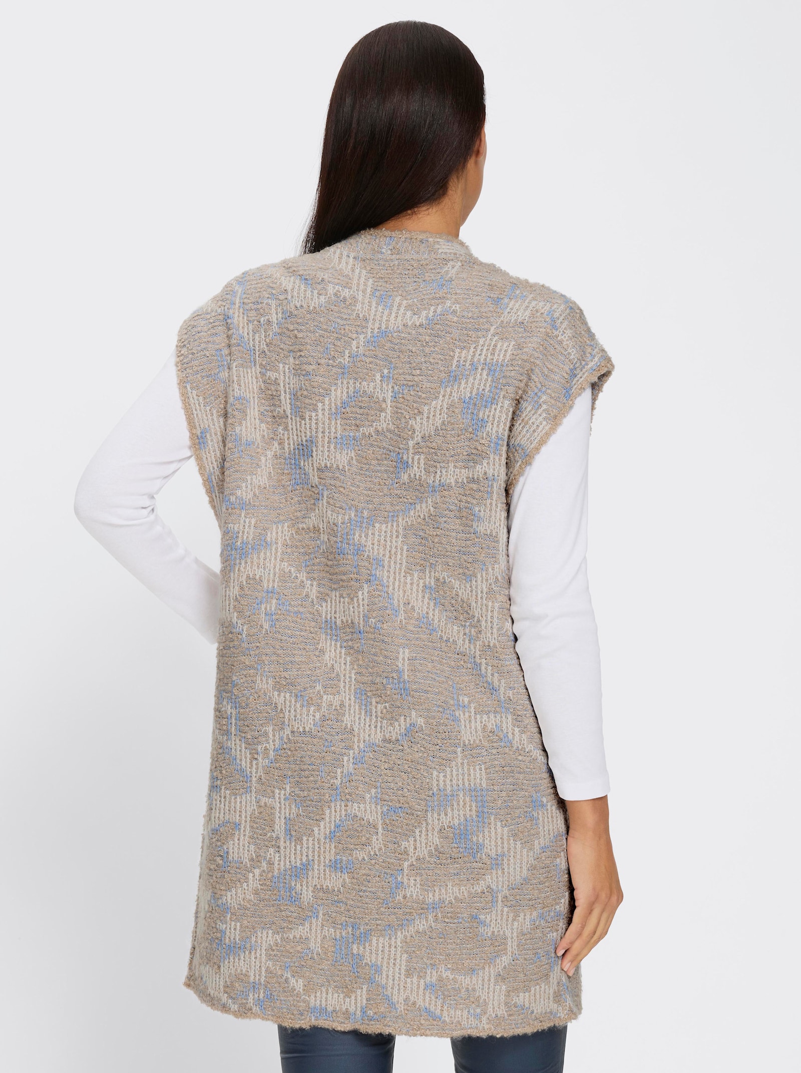 heine Strickweste - mittelblau-champagner-gemustert