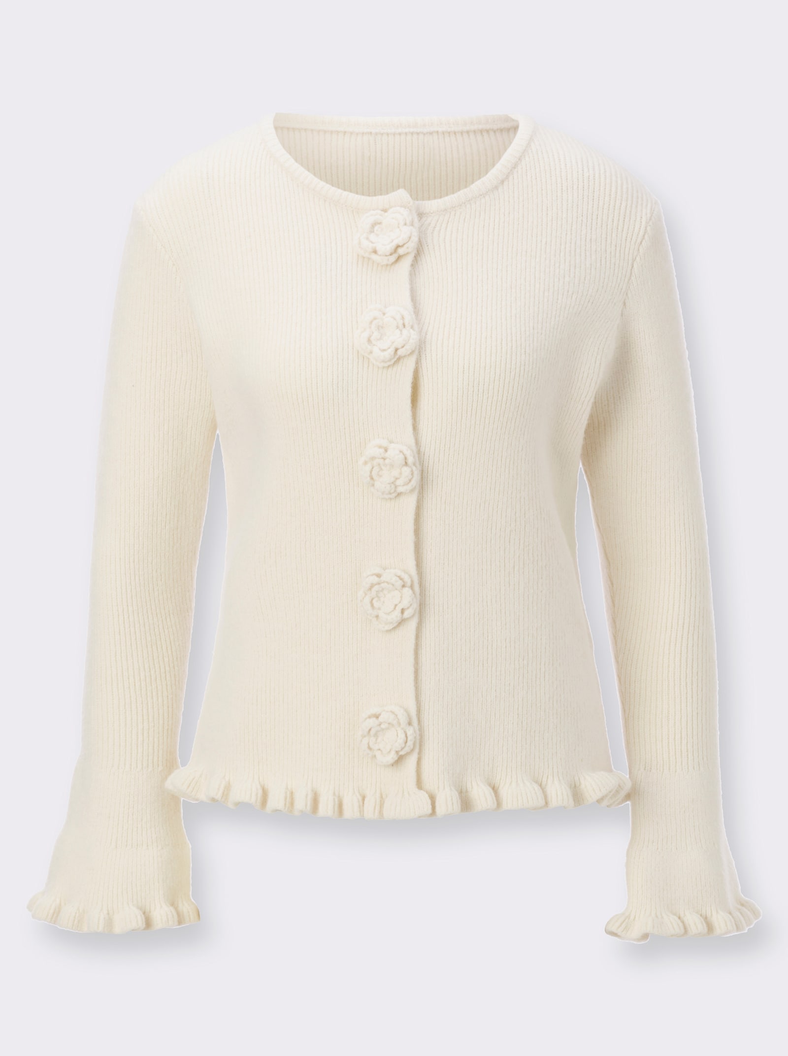 Strickjacke mit Druckknöpfen - champagner