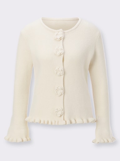 Strickjacke mit Druckknöpfen - champagner