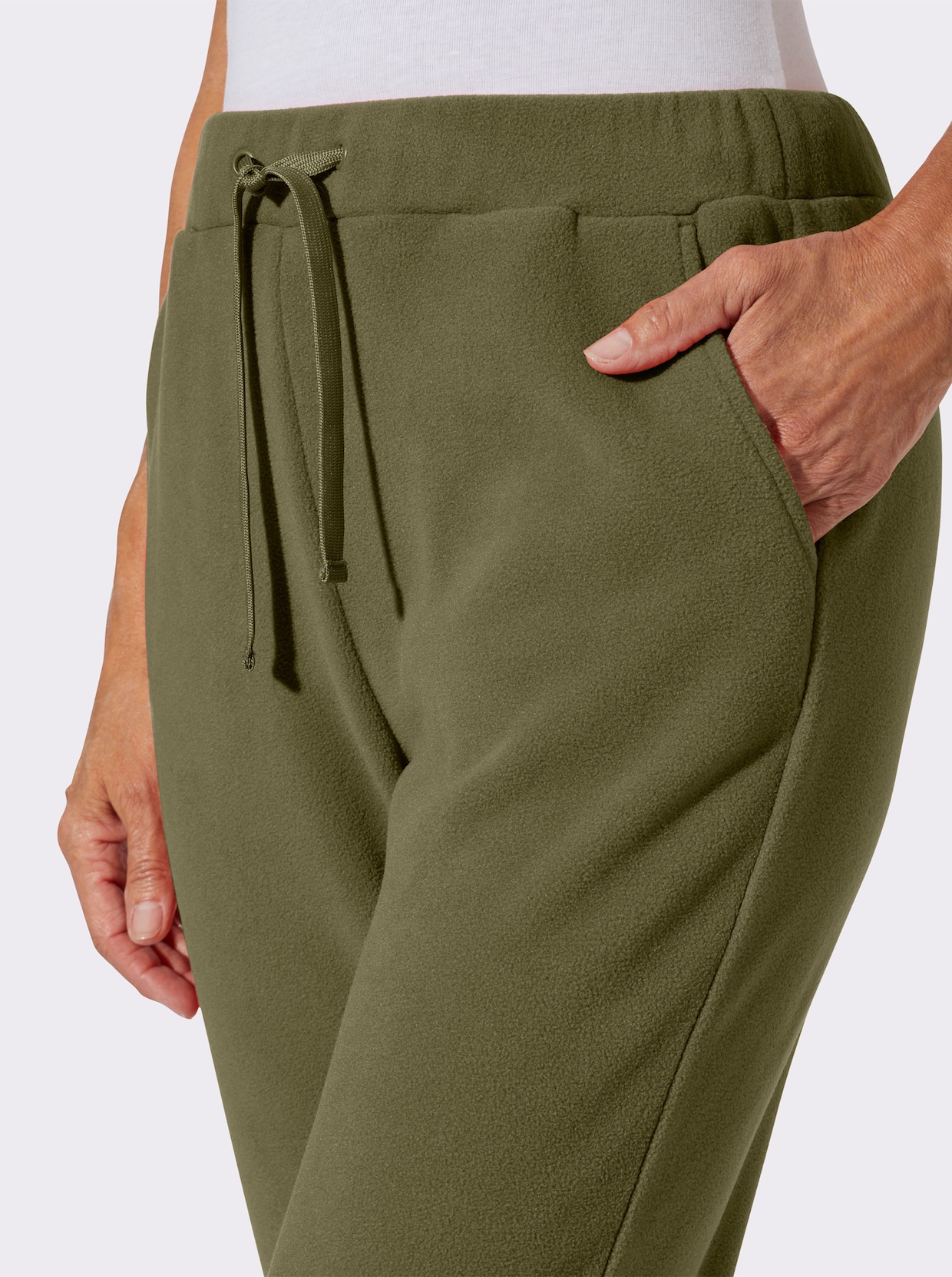 Fleecebyxa med hel resårlinning - oliv