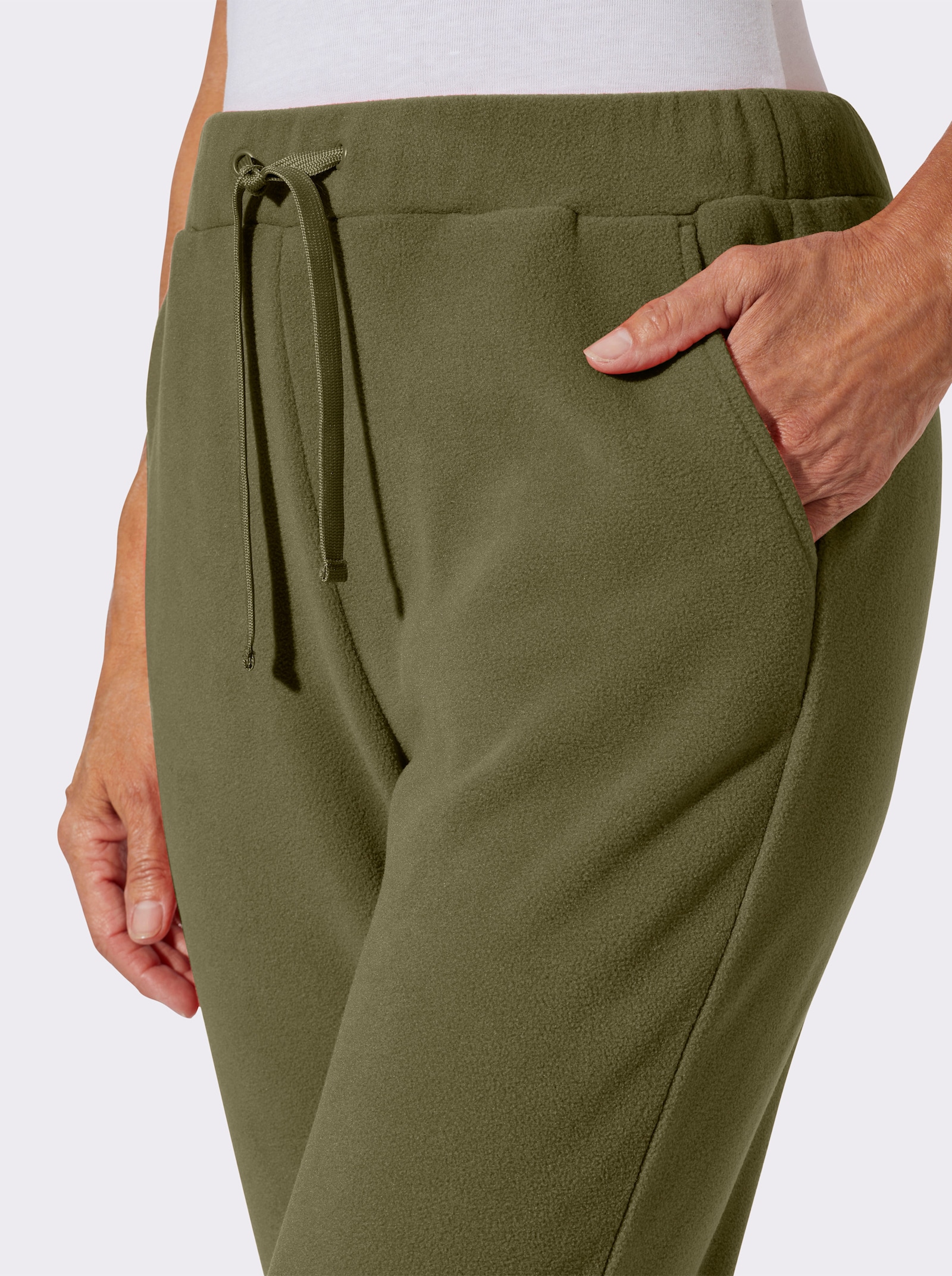 Fleecebyxa med hel resårlinning - oliv