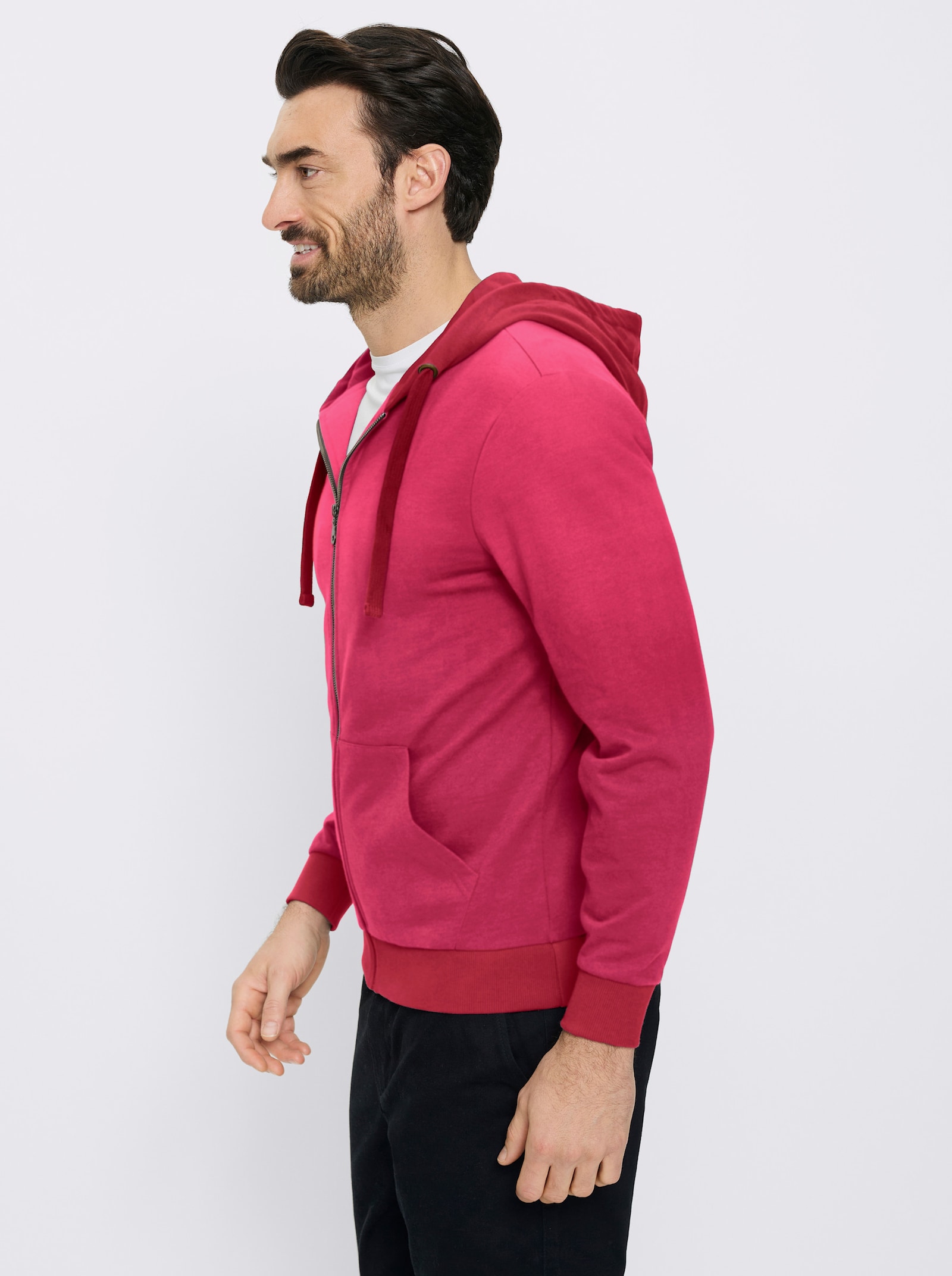 Marco Donati Sweatjacke mit Känguru-Taschen - dunkelrot