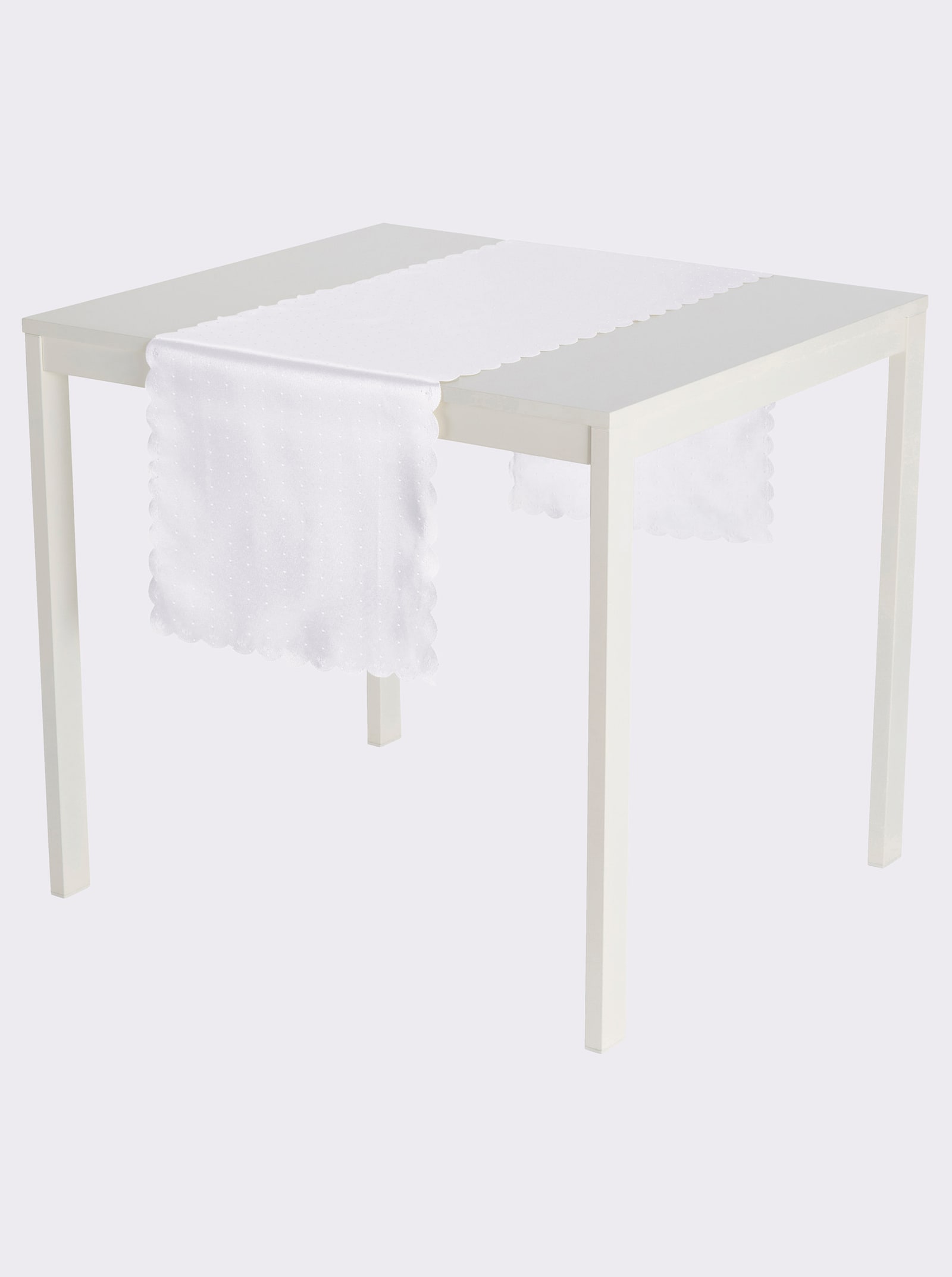 Tischdecke mit gebogtem Abschluss - weiß