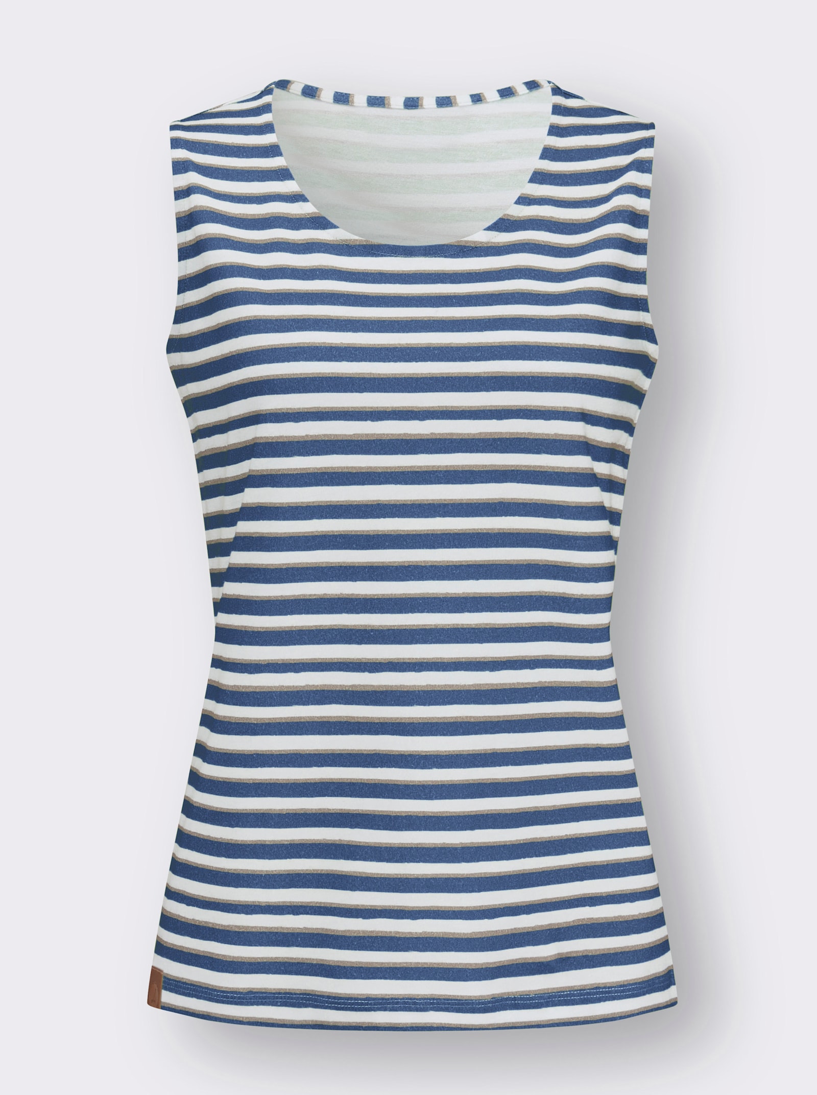 Ringelshirt mit Rundhals-Ausschnitt - jeansblau-weiß-geringelt