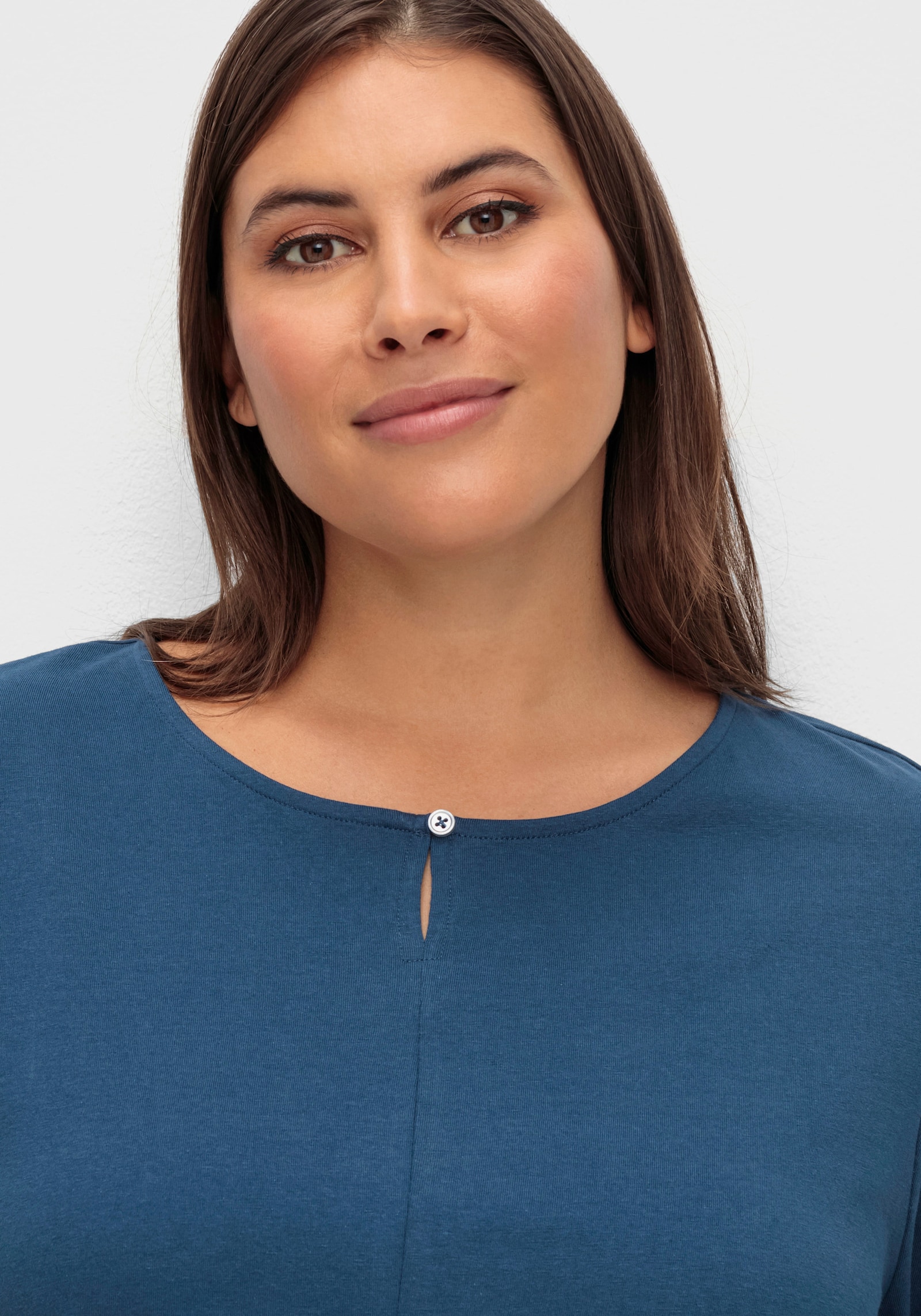 Langarmshirt mit elastischem Saum - dunkelblau