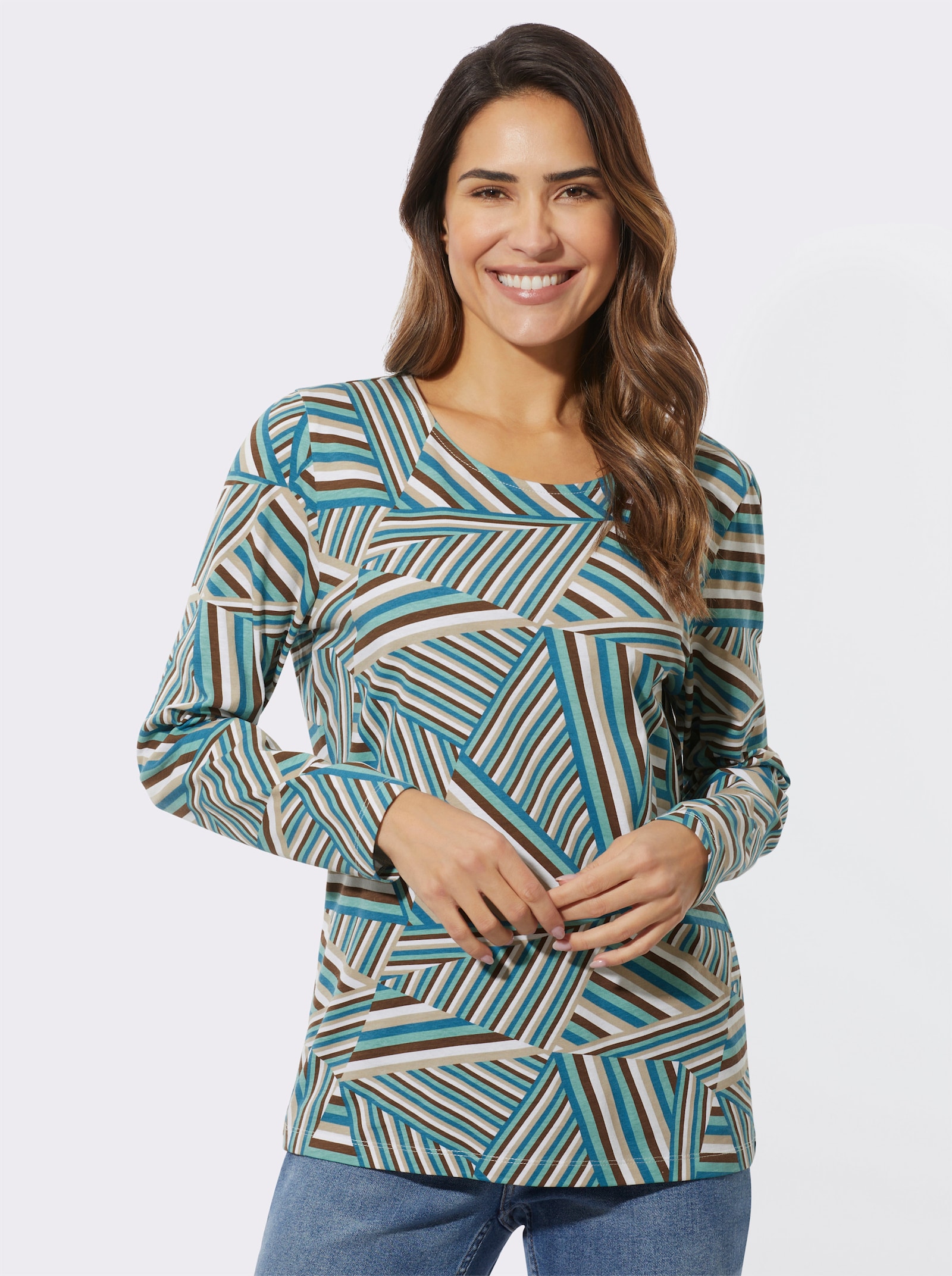 Långärmad topp m grafiskt tryck - topas-salvia-med tryck