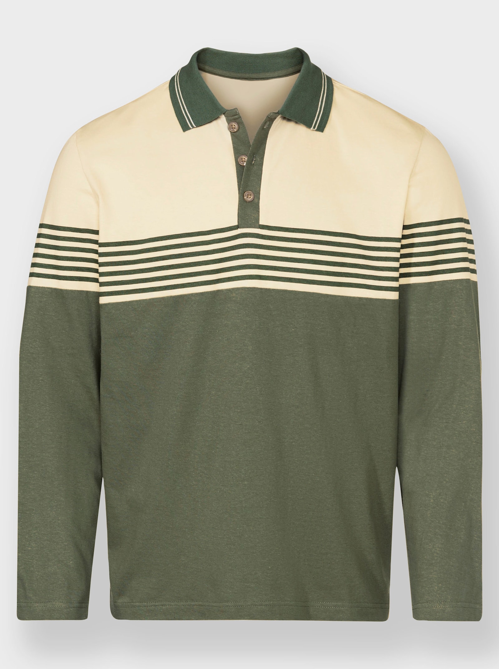 Marco Donati Polokošeľa s dlhými rukávmi a plochým pleteným golierom - Kaki-piesková