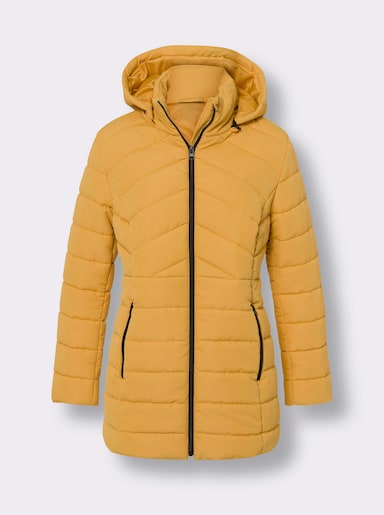 Prošívaná bunda s odnímatelnou kapucí - okrová