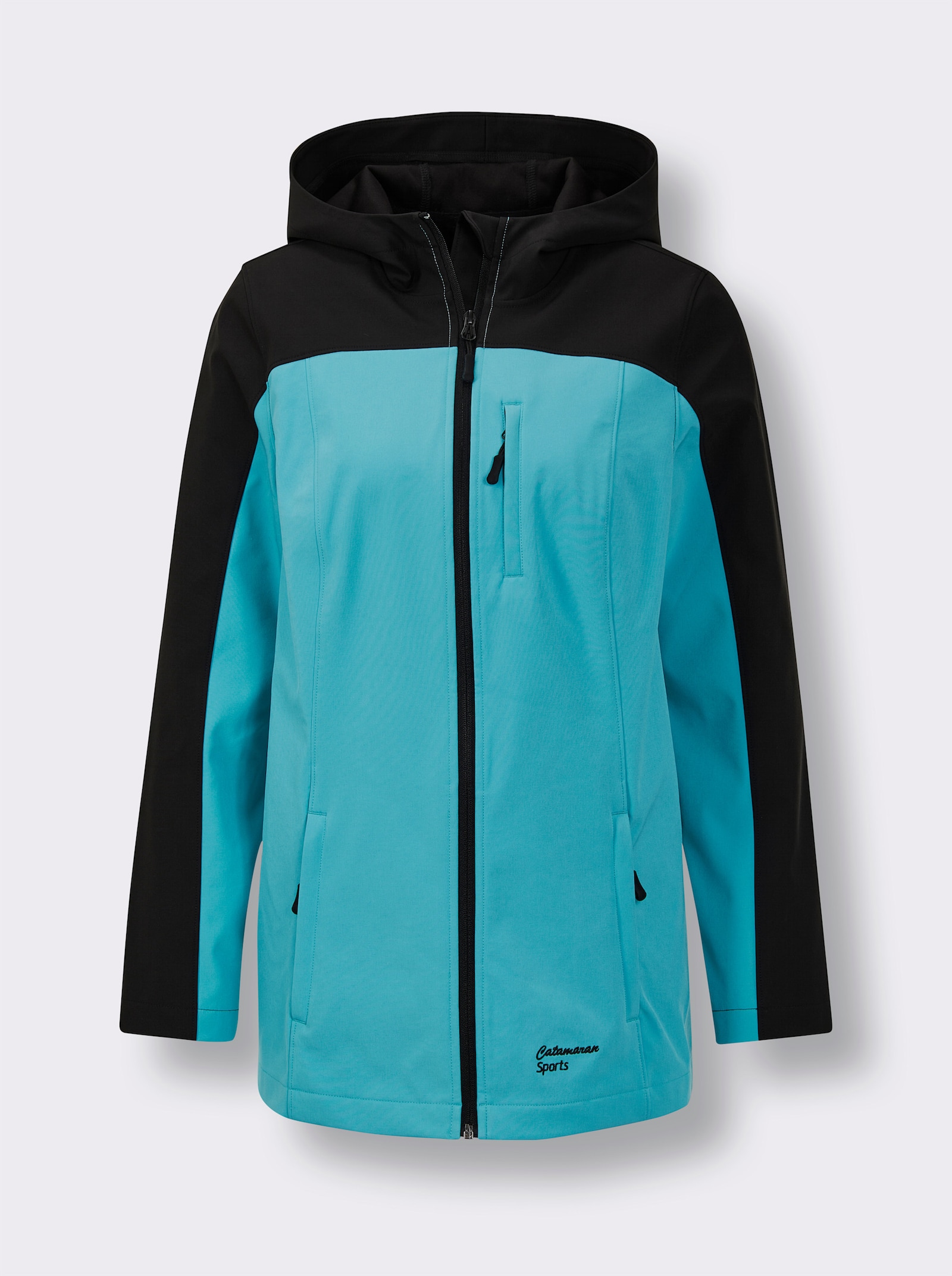 Catamaran Sports Softshelljacke mit Brusttasche - schwarz-türkis