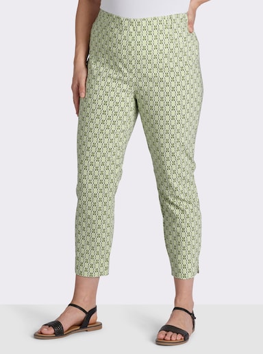 Bengalinhose mit Schlitzen am Bein - pistazie-khaki-bedruckt