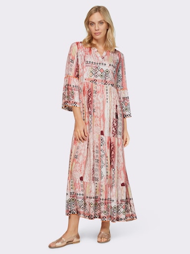 heine Druckkleid mit Volants an den 3/4-Ärmeln - ecru-rosenquarz-bedruckt