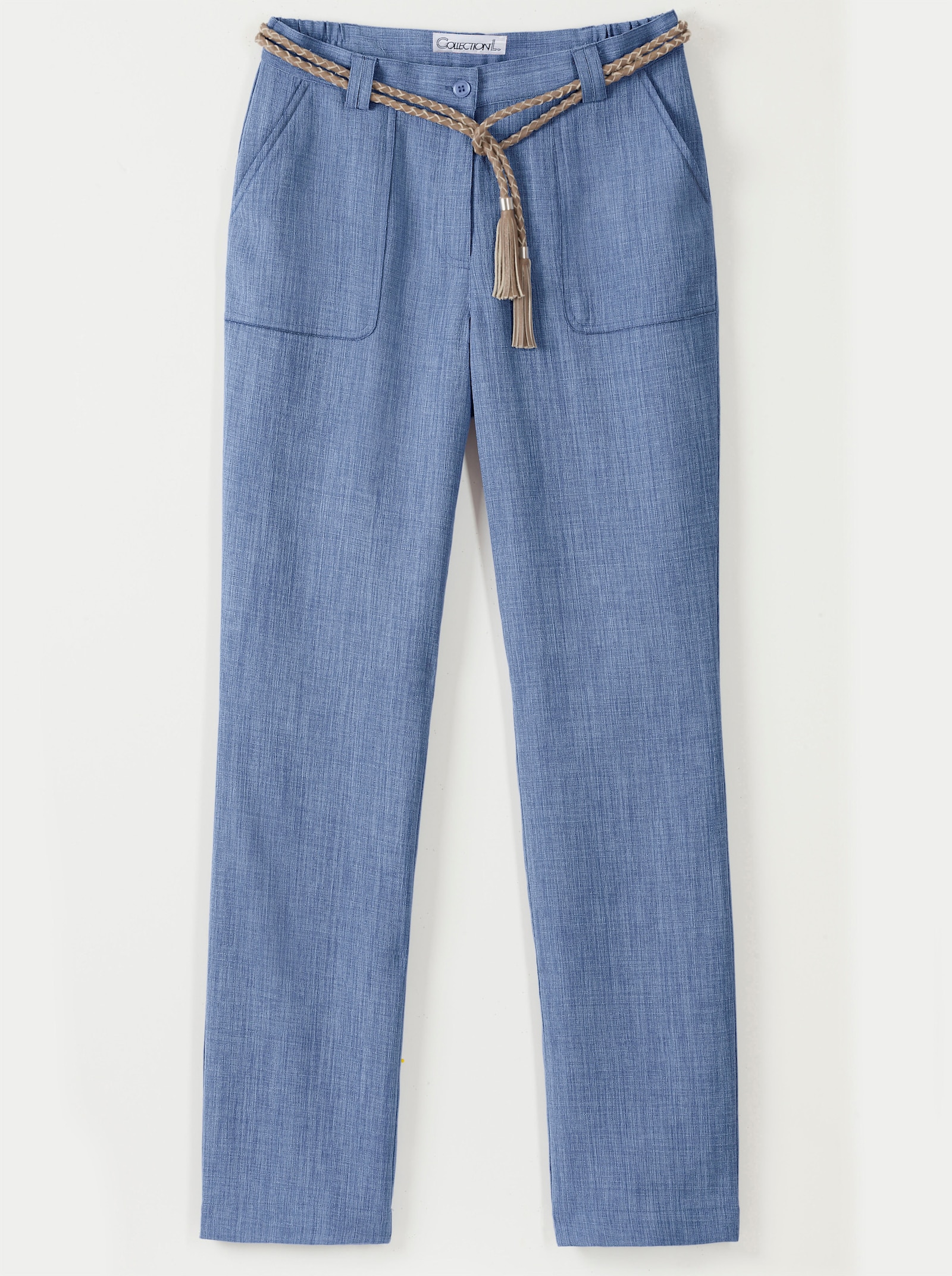 Palazzohose in Leinen-Optik - taubenblau