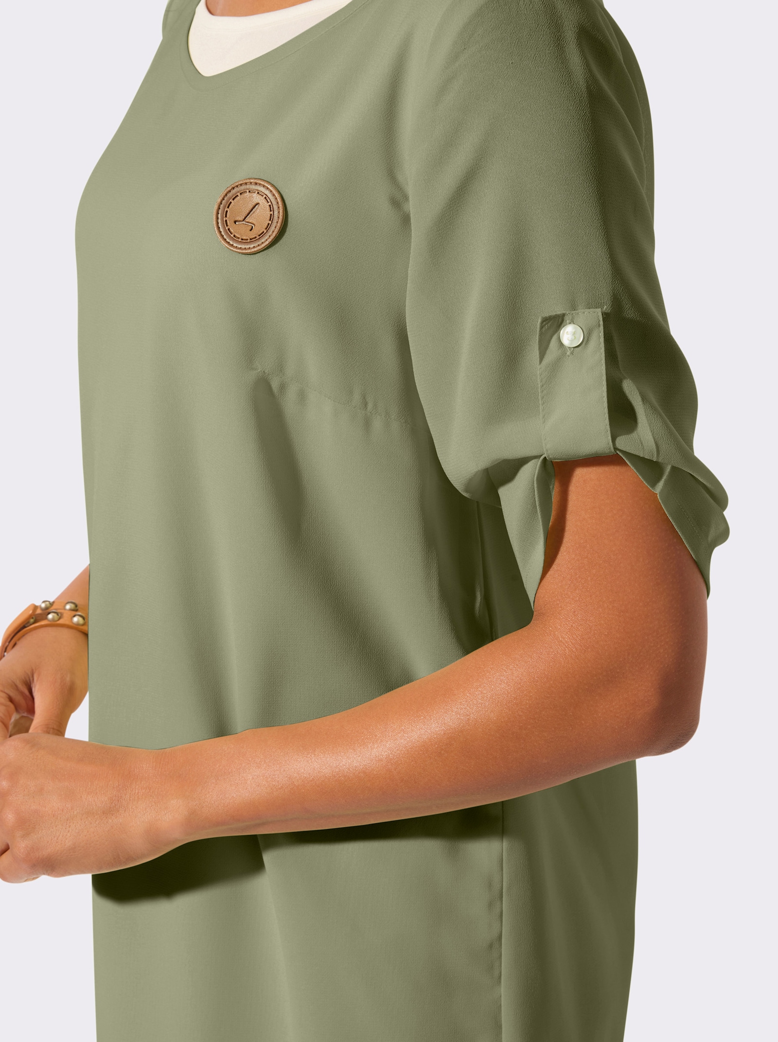 Webkleid in pflegeleichter Qualität - khaki-ecru