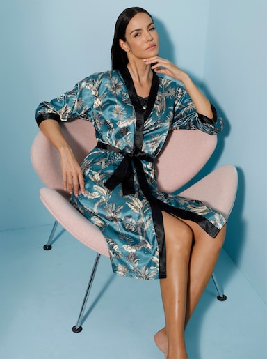 wäschepur Morgenmantel - aquapetrol-champagner-bedruckt