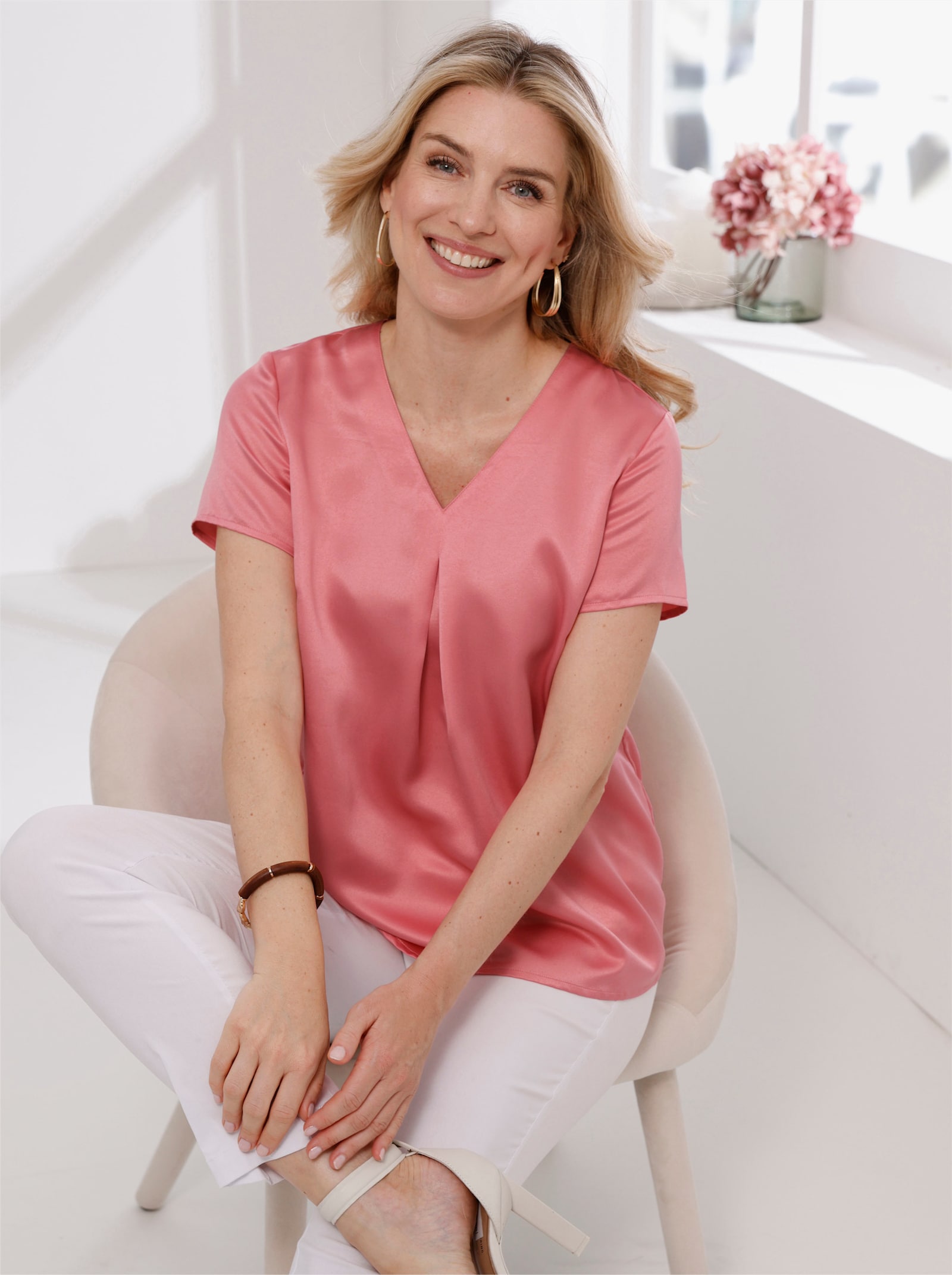 Tunika mit Kellerfalten - flamingo