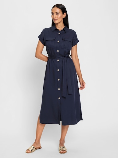 heine Hemdblusenkleid inklusive Bindegürtel - marine