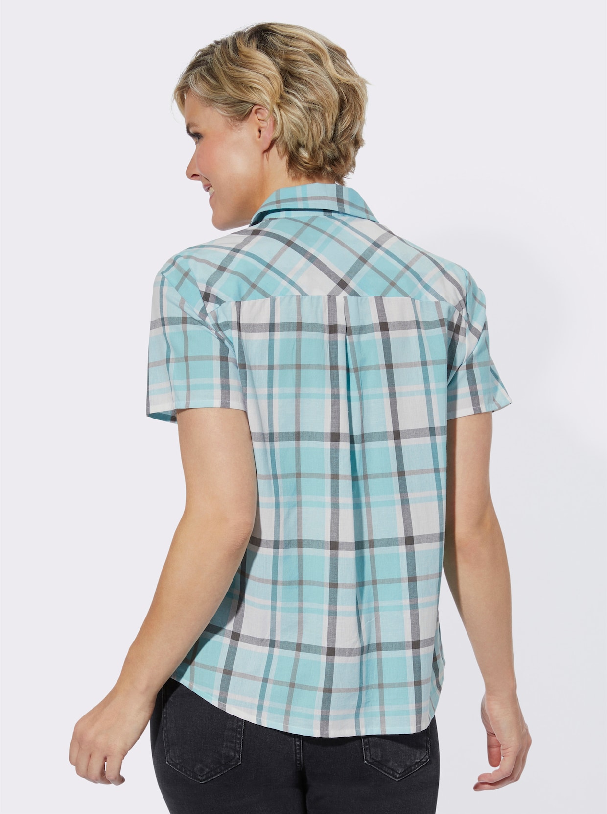 Karobluse - mint-grau-kariert