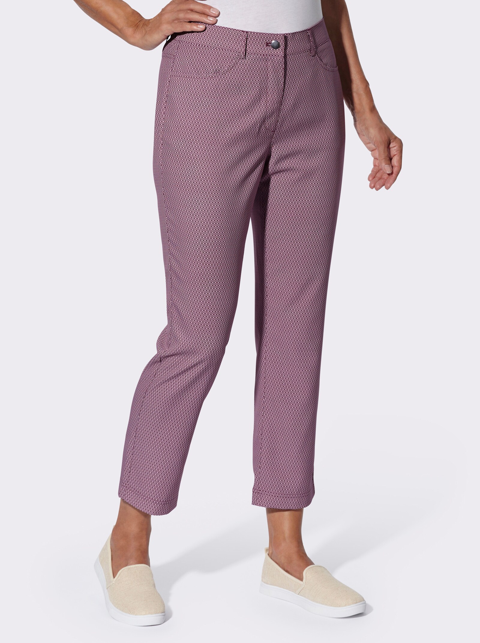7/8-Hose im Minimal-Muster - rosé-bedruckt