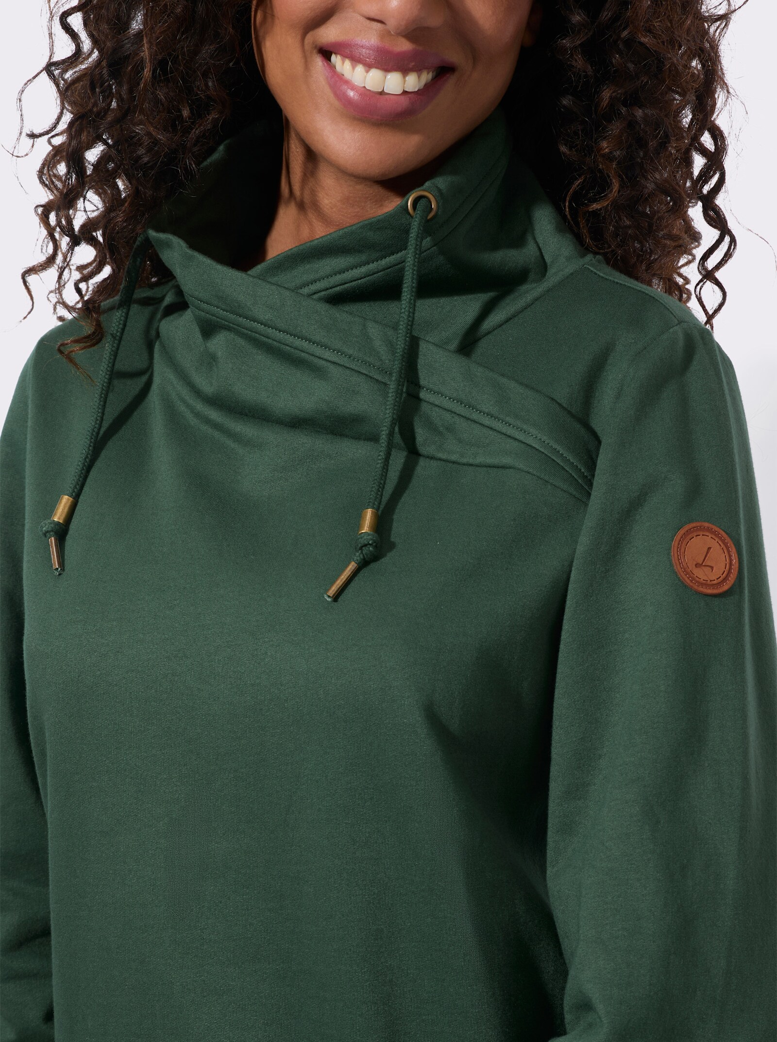 Sweatshirt mit asymmetrischem Kragen - moos