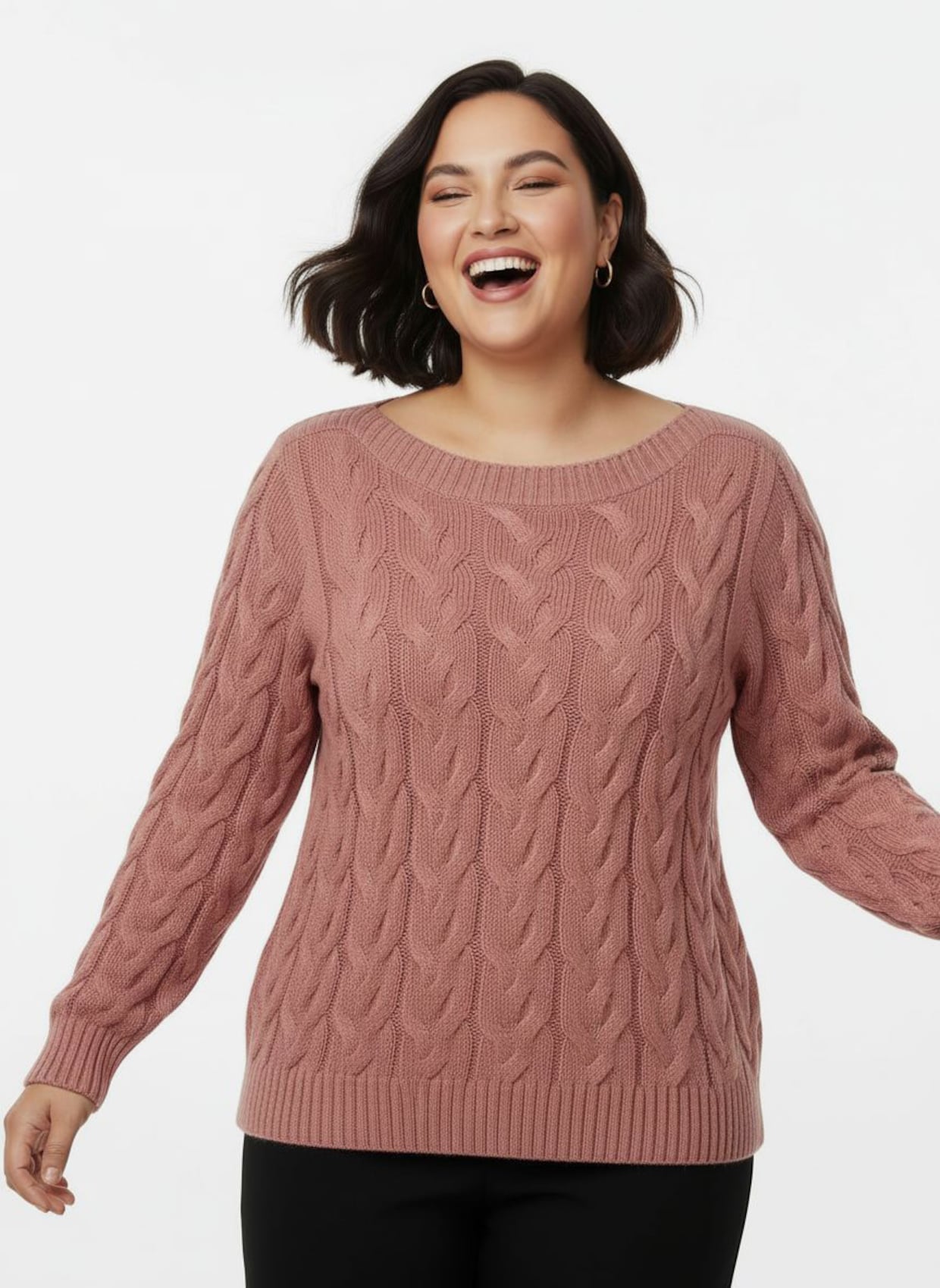 Pullover mit U-Boot-Ausschnitt - rosenholz