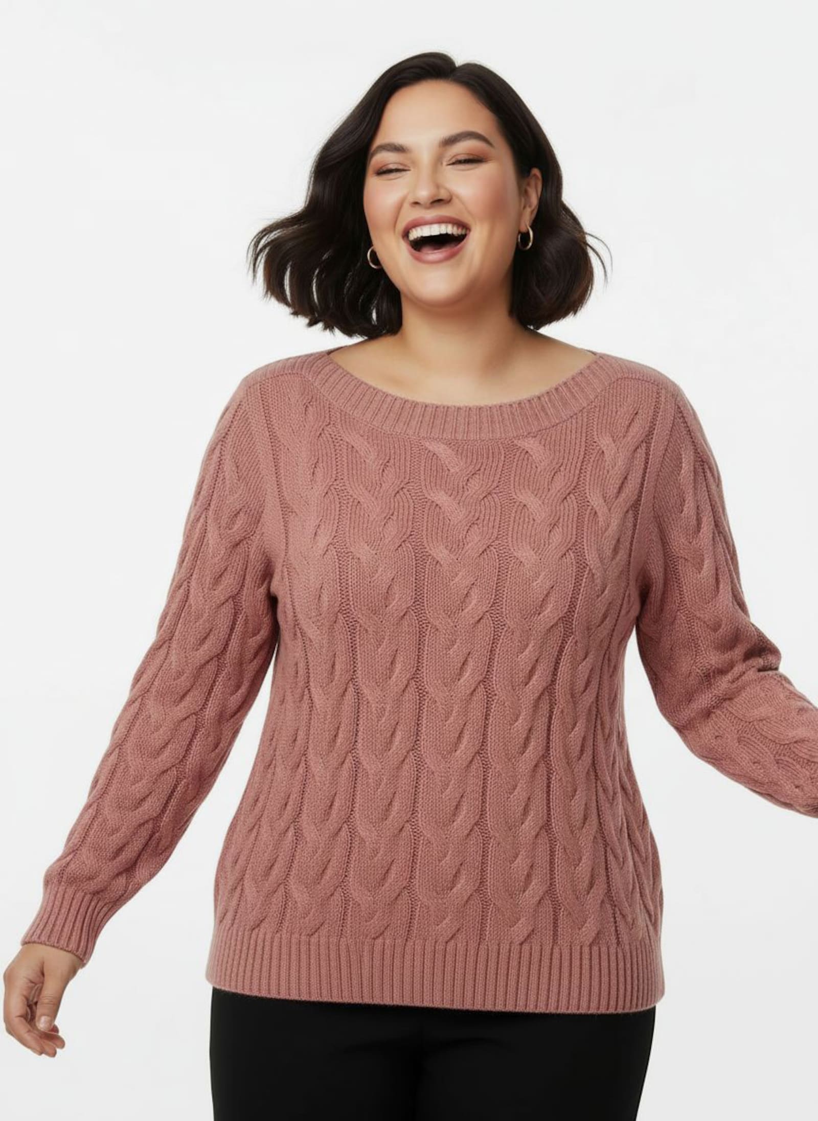 Pullover mit U-Boot-Ausschnitt - rosenholz