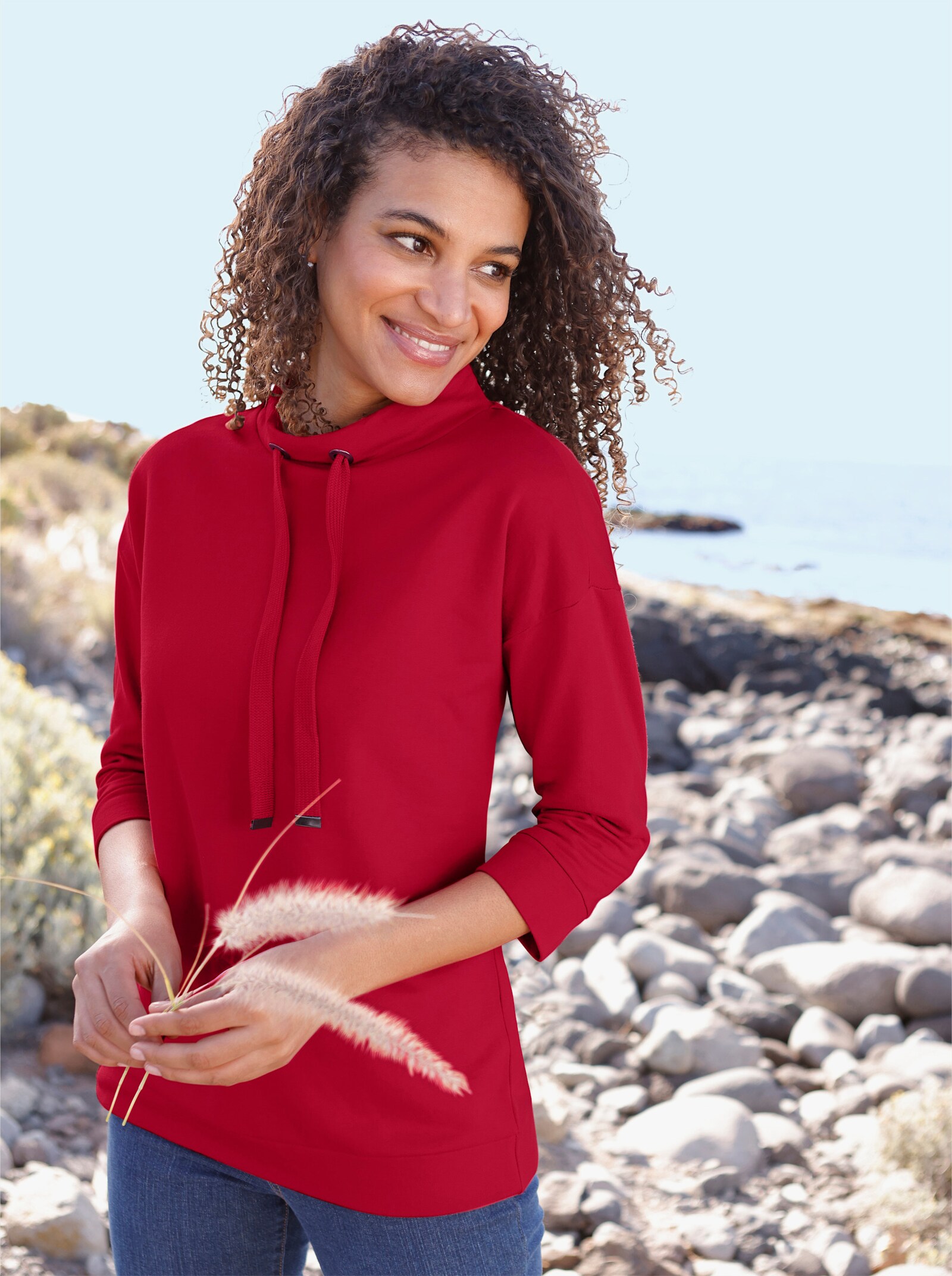 Sweatshirt mit überschnittenen Schultern - rot