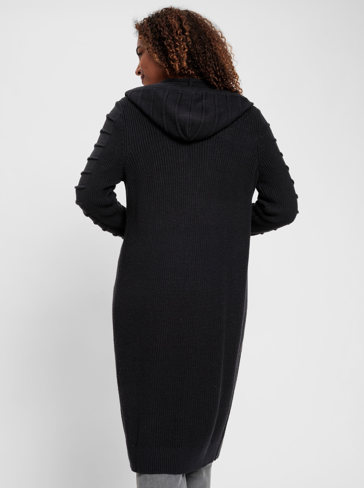 Longstrickjacke - schwarz