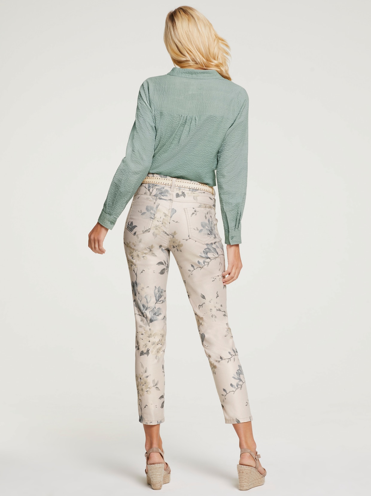 heine Broek met print - zand/jade