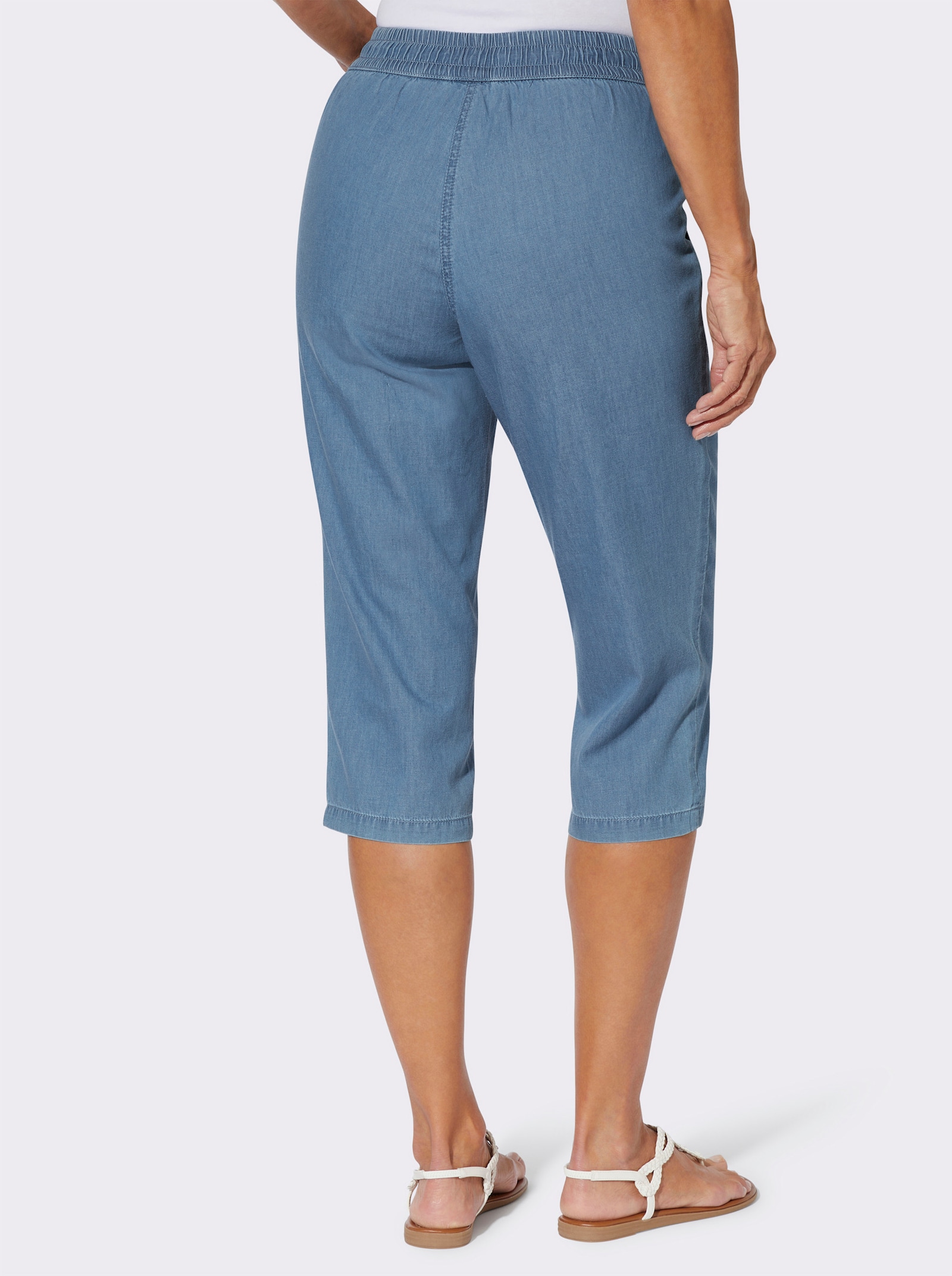 Caprijeans mit Rundum-Dehnbund - blue-bleached