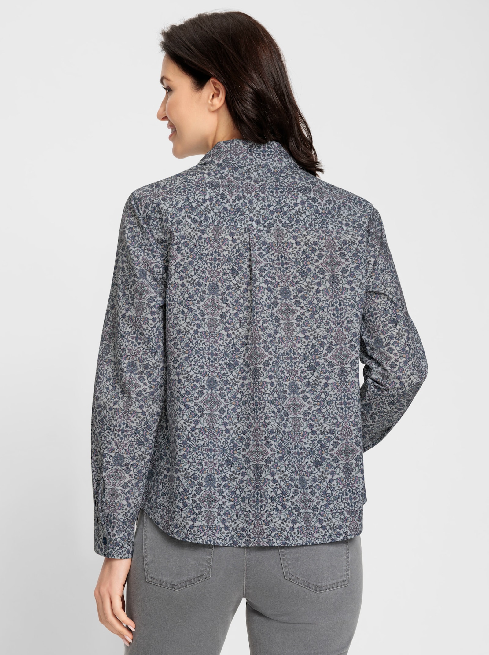 Baumwollbluse mit Ornamente-Dessin - ecru-bedruckt