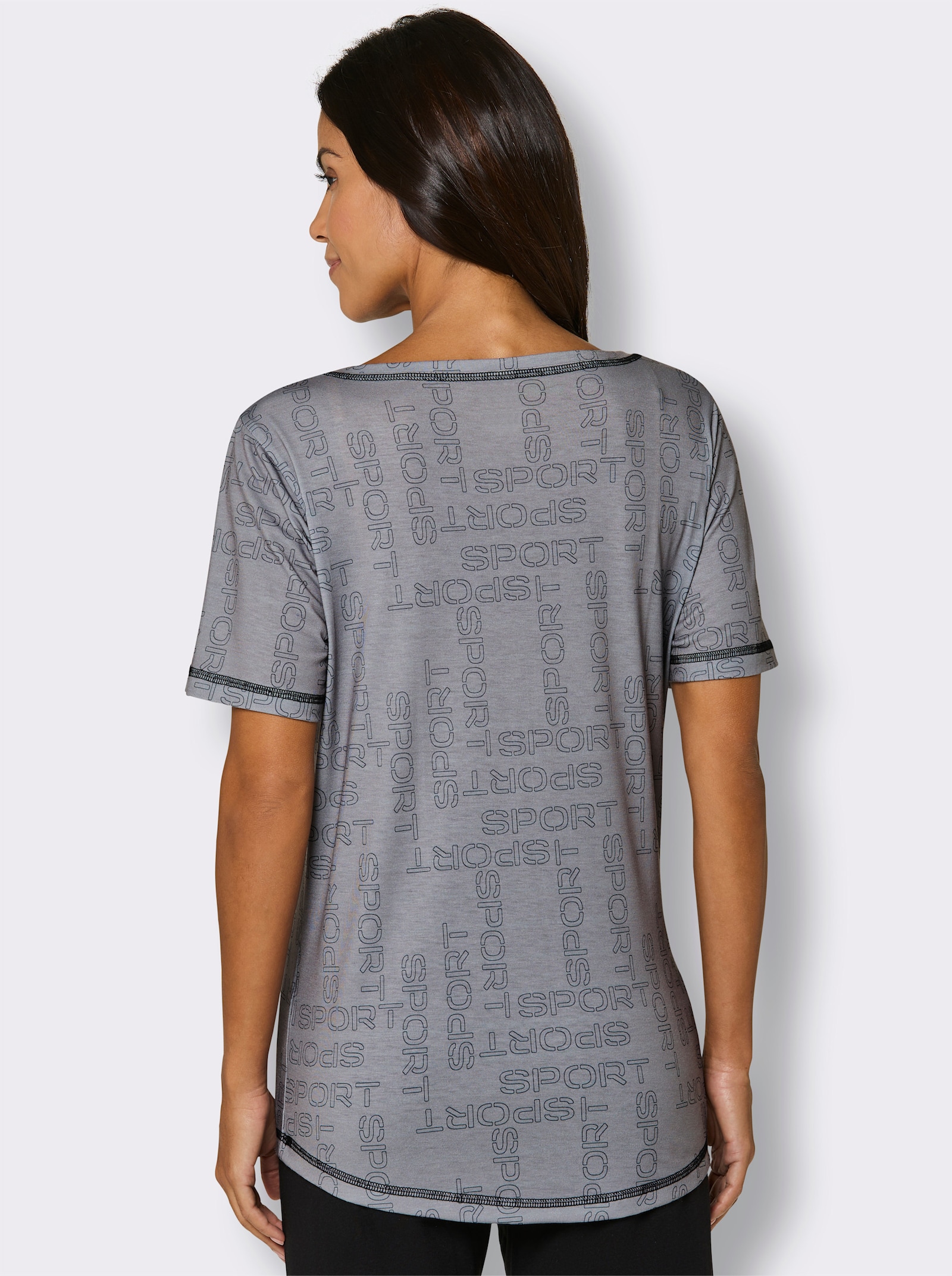 Funktionsshirt mit längerem Rückenteil - grau-bedruckt