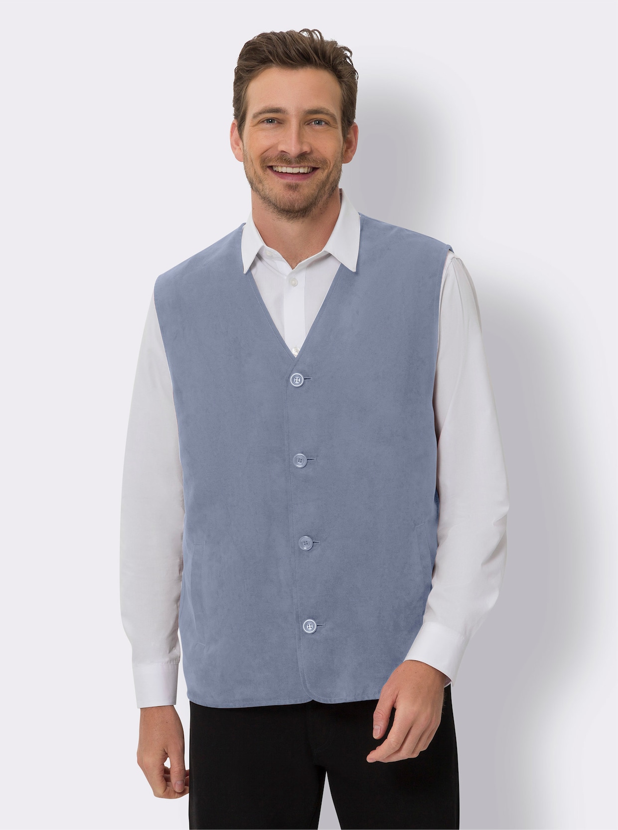 Velours gilet - duivenblauw